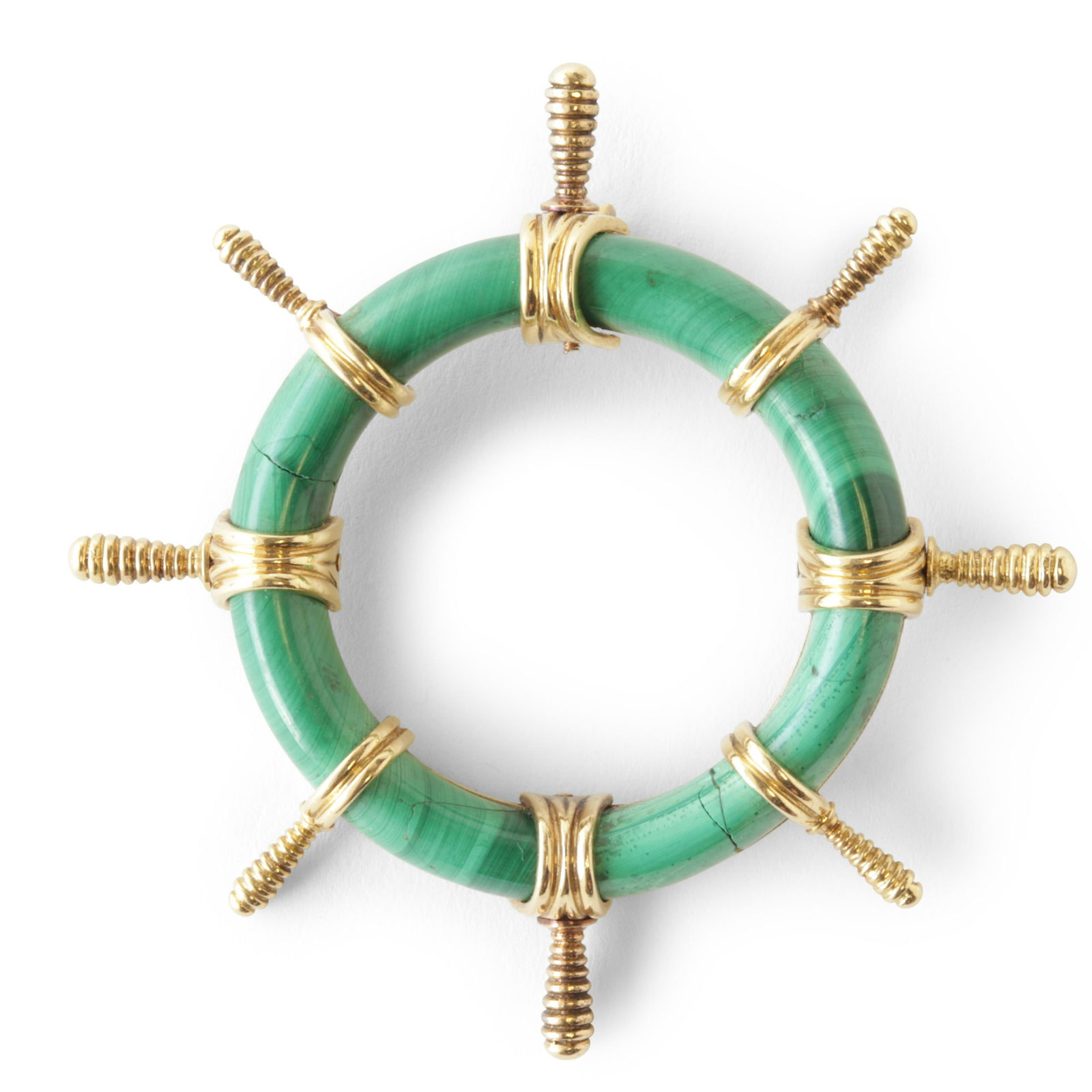 Malachite and 18k Ship's Wheel Pendant (1 of 2)