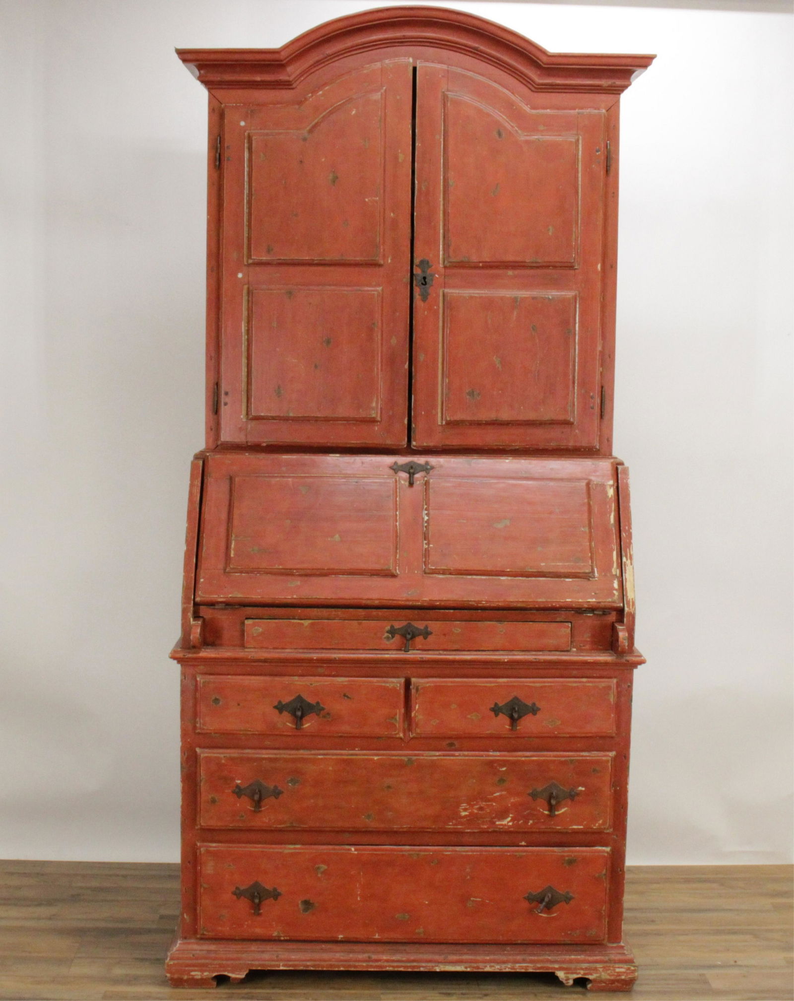 Spanish Colonial Style Red Slant Front Bookcase (1 of 8)