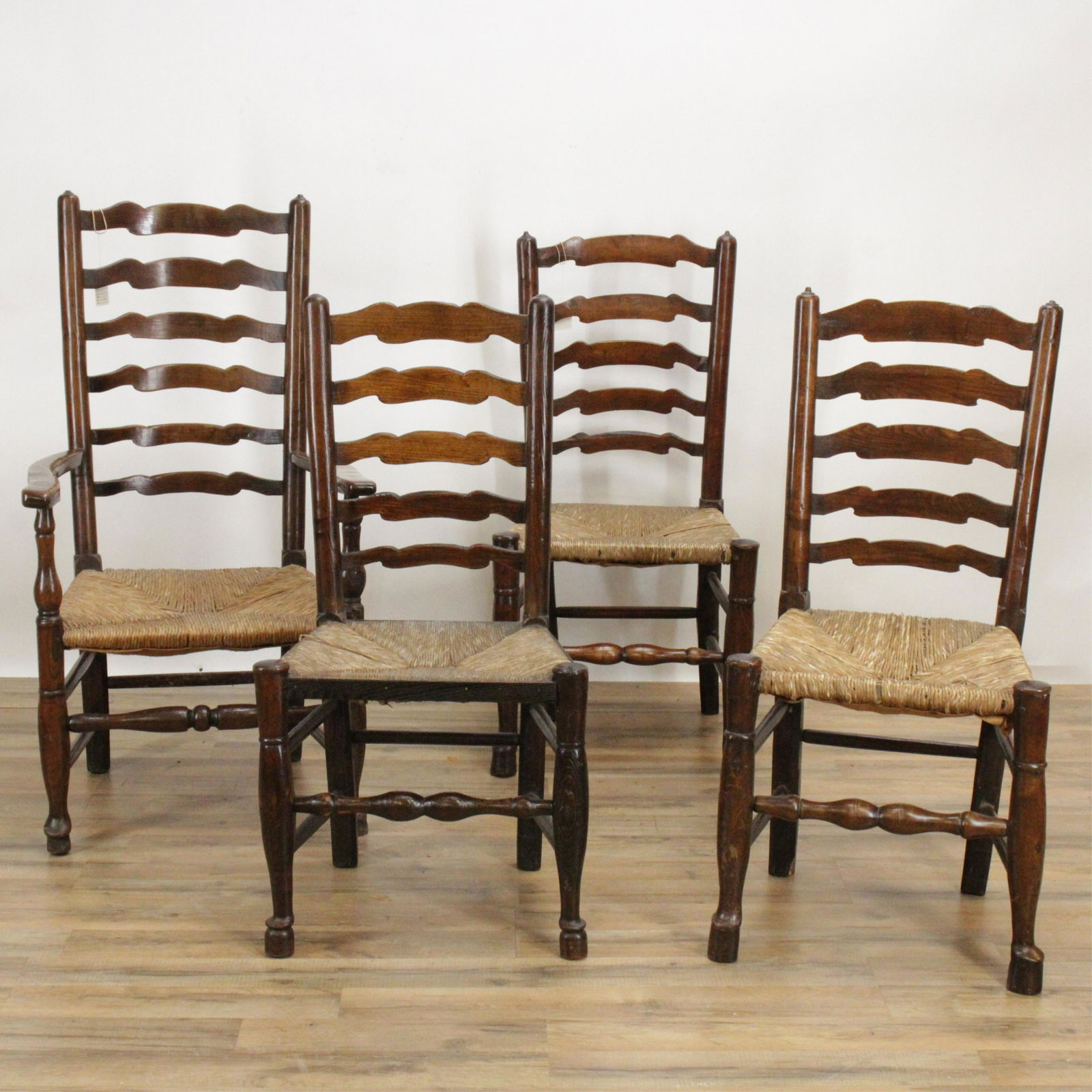 Four English Elm Ladder Back Chairs, 18th C (1 of 4)