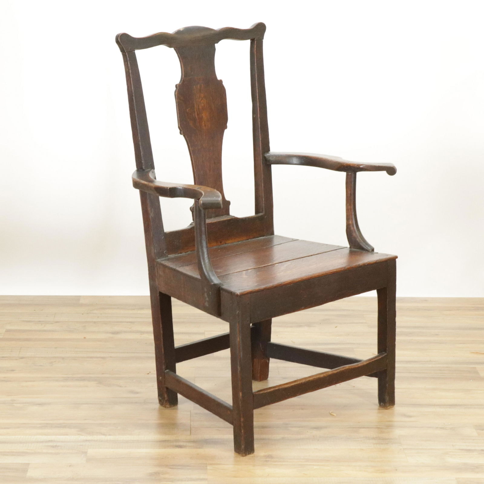 George III Oak Open Arm Chair, 18th C. (1 of 6)
