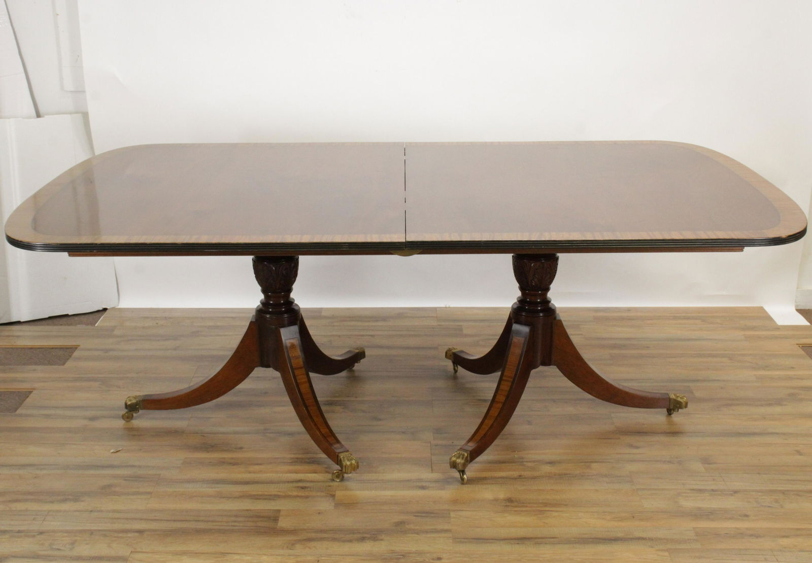 Banded Mahogany Double Pedestal Dining Table (1 of 9)