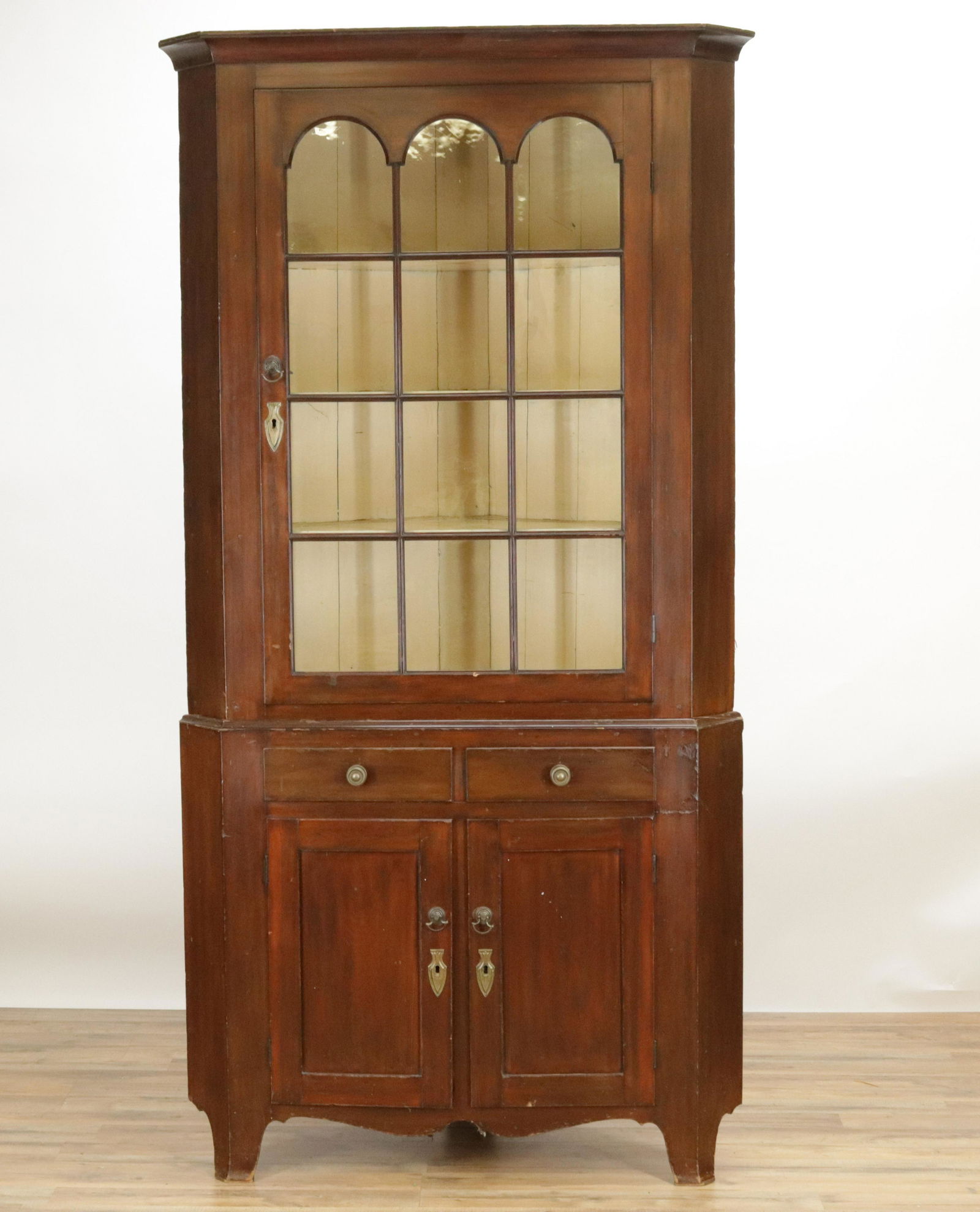Federal Maple Corner Cupboard, c.1800 (1 of 3)