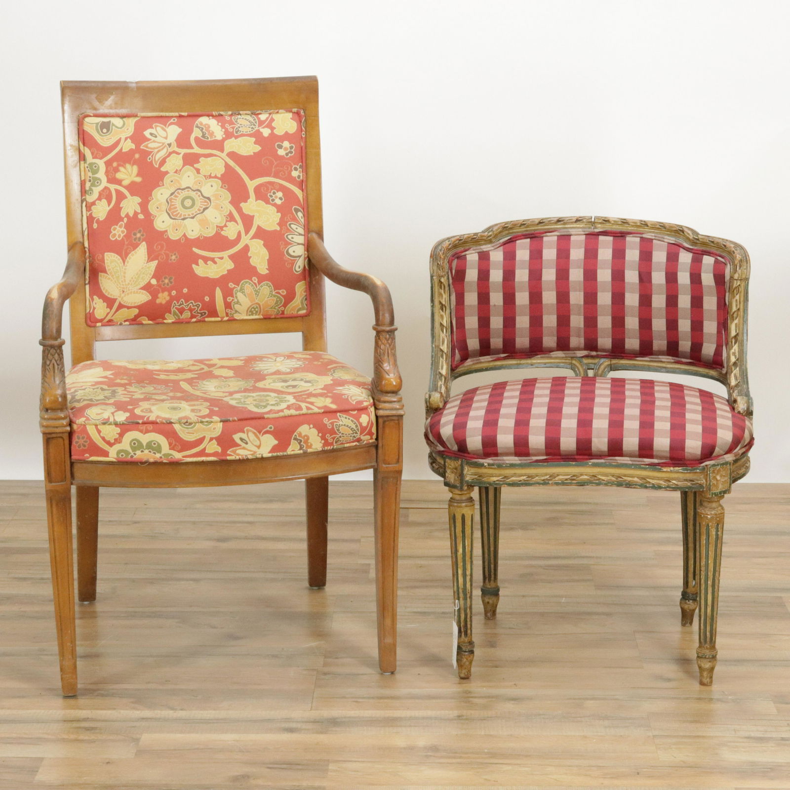 Empire Style Cherry Fauteuil & Painted Side Chair (1 of 6)