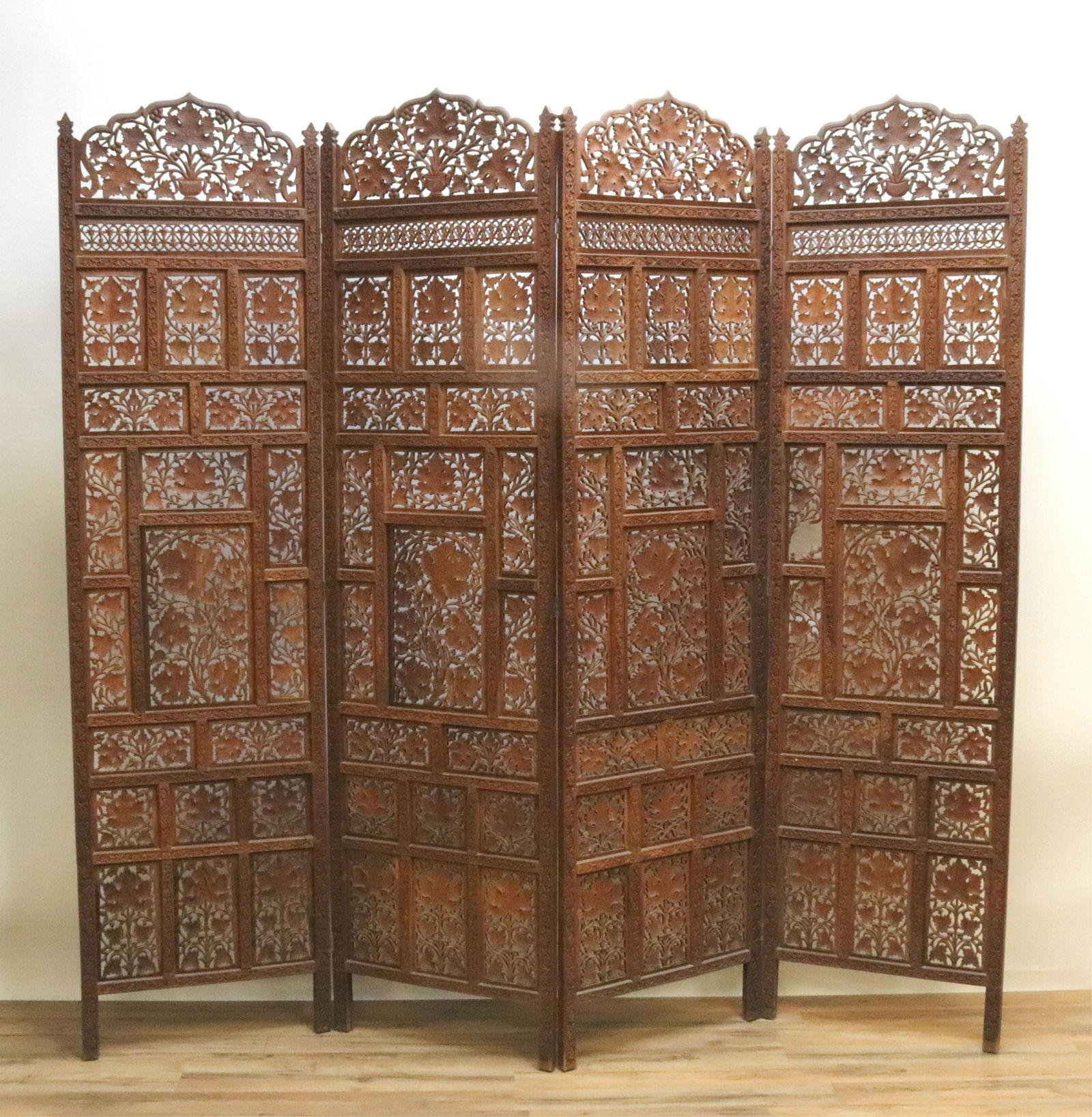 Indian Pierced & Carved Folding Four Panel Screen (1 of 5)