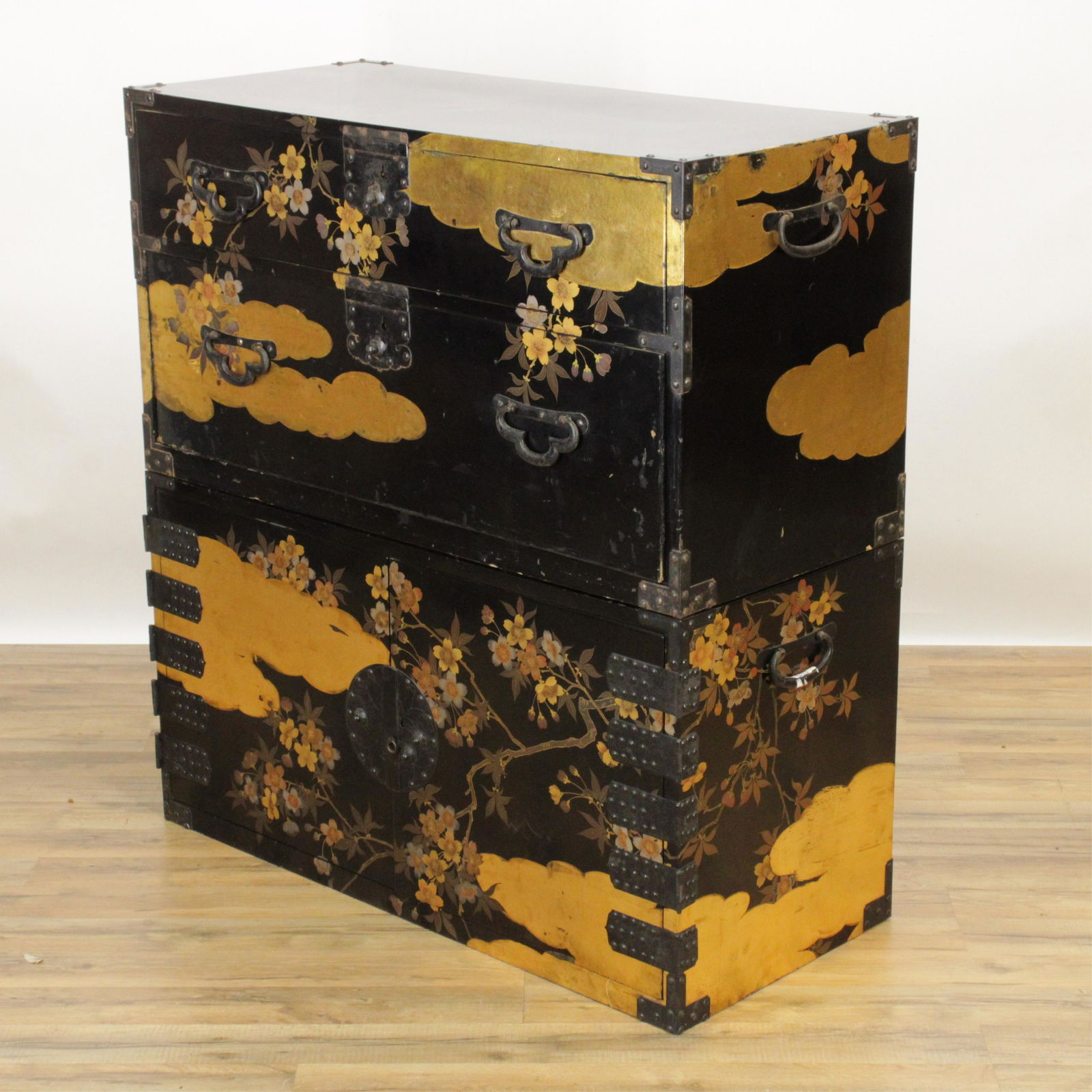 Japanese Gilt & Black Lacquer Tansu, 19th/20th C. (1 of 3)