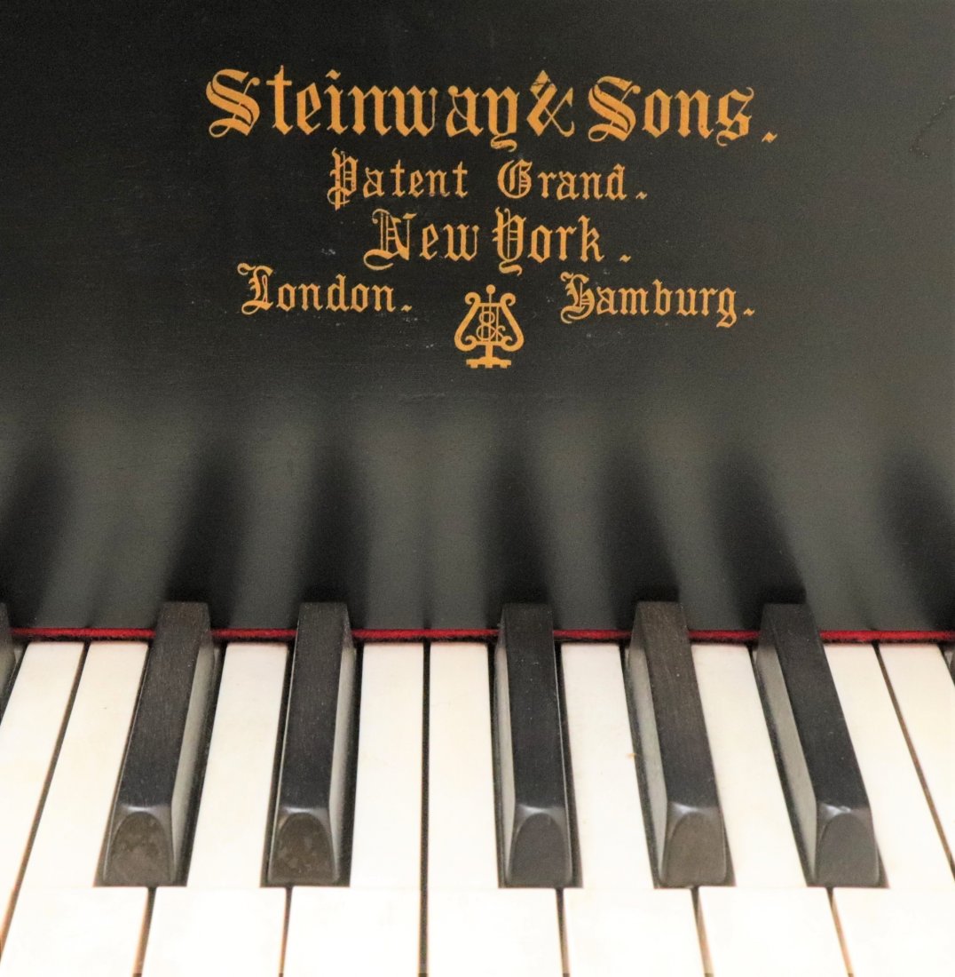 Steinway Black Lacquer Baby Grand Piano, 1908: Steinway Black Lacquer Baby Grand Piano, 1908, Serial #132105, with bench (DSEI229)(MS) Dimensions: 38" H x 57 3/4" W x 61" L Property from a Litchfield Estate