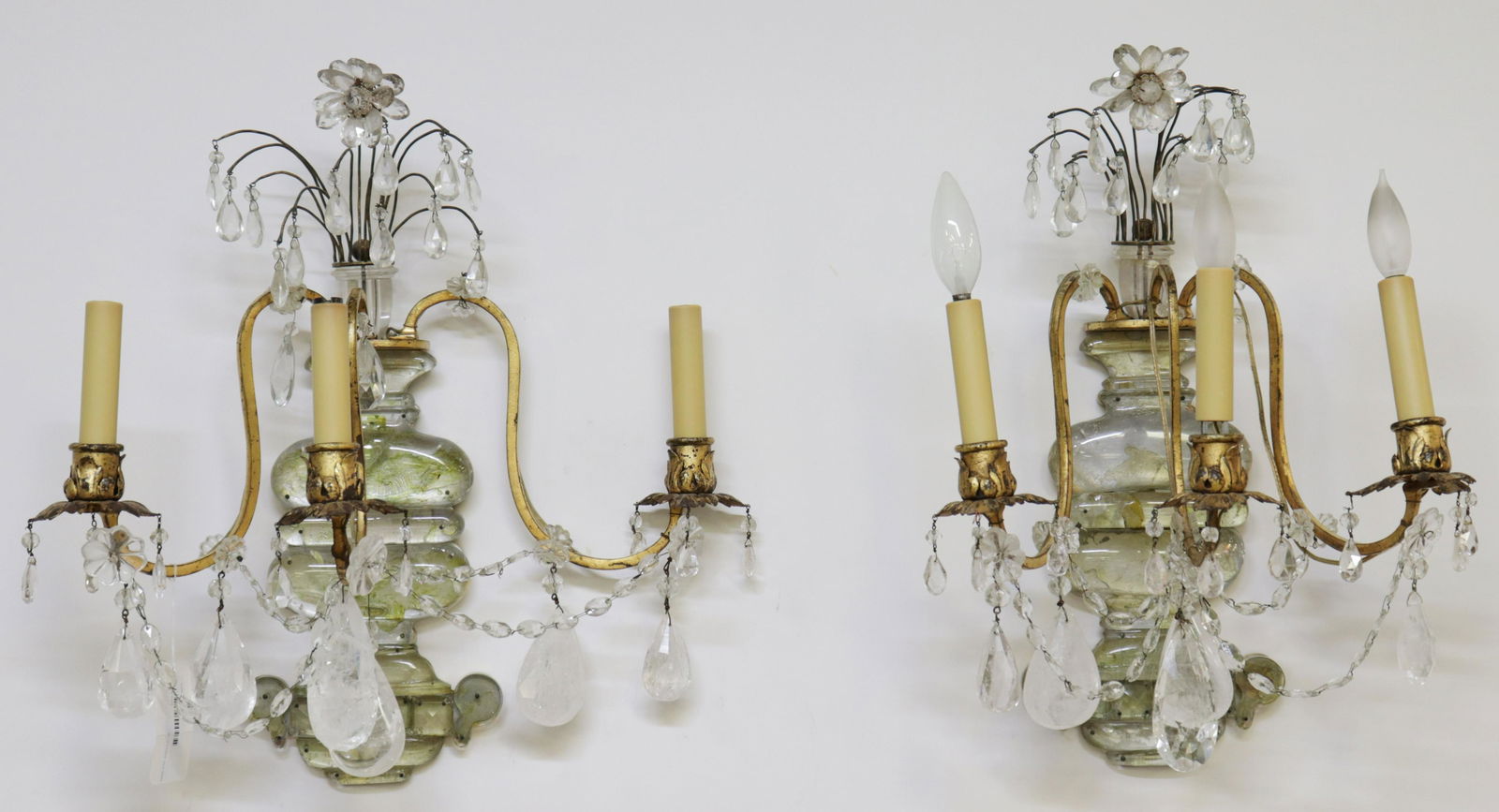 Pair Bagues Style Rock Crystal 2 Light Sconces (1 of 5)