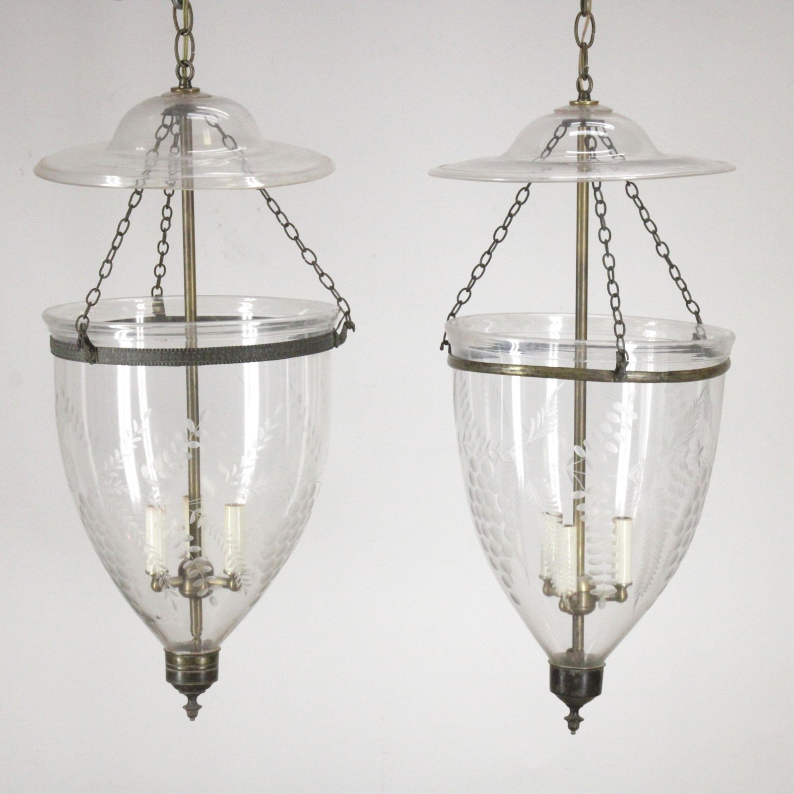 Near Pair Antique Bell Jar Hanging Lanterns (1 of 7)