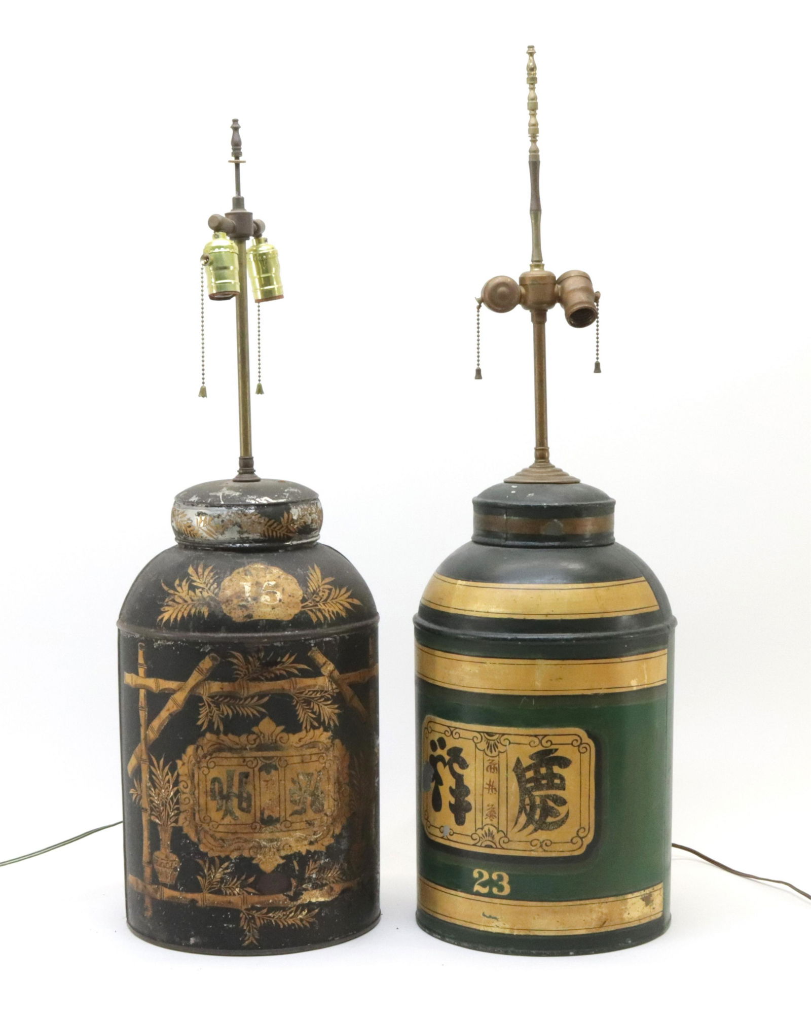 2 Lamps; Chinese Blk Painted Export Tea Cannister (1 of 3)