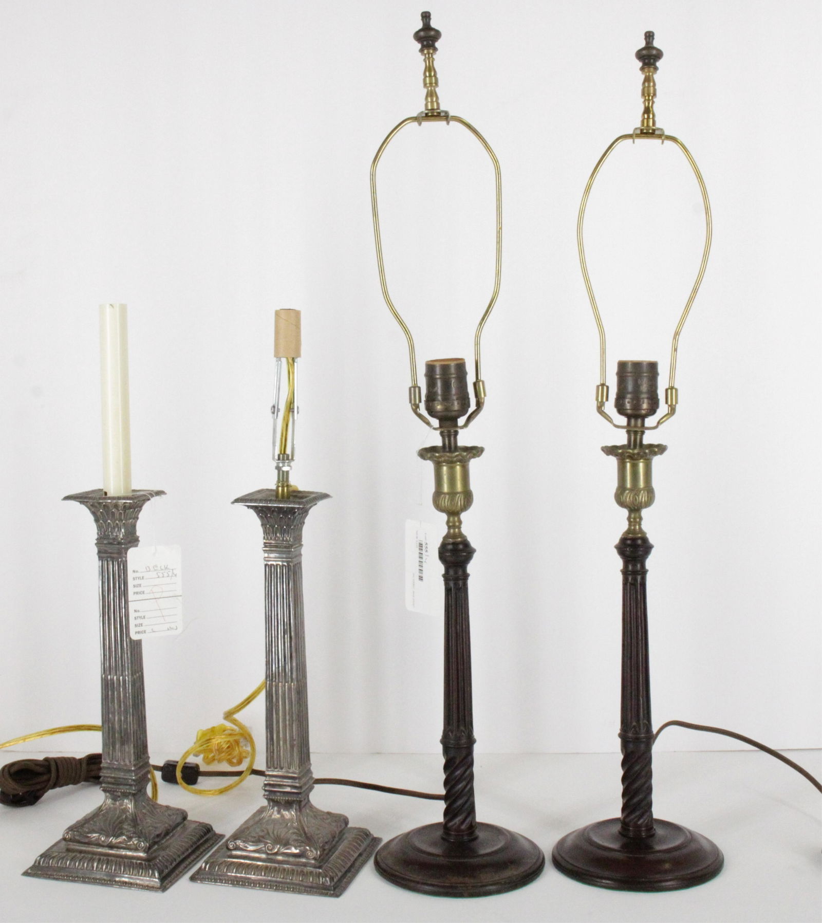 Two Pairs Georgian Style Candlestick Lamp (1 of 4)
