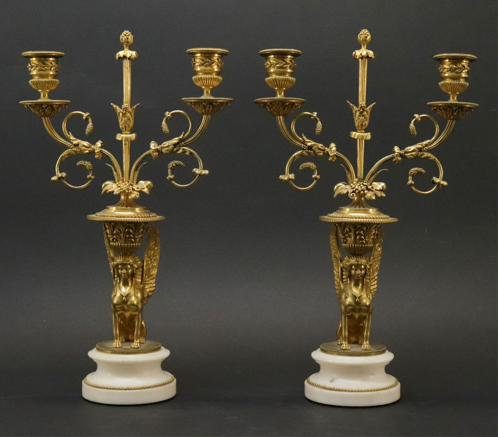 Pair Empire Style Ormolu & Marble Candelabra (1 of 7)