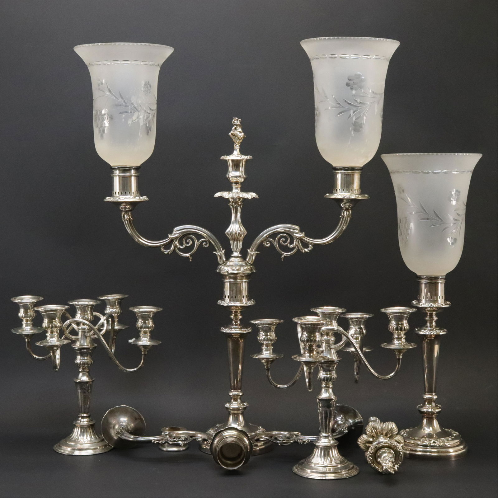 2 Prs. Georgian Style Silverplate Candelabra (1 of 4)