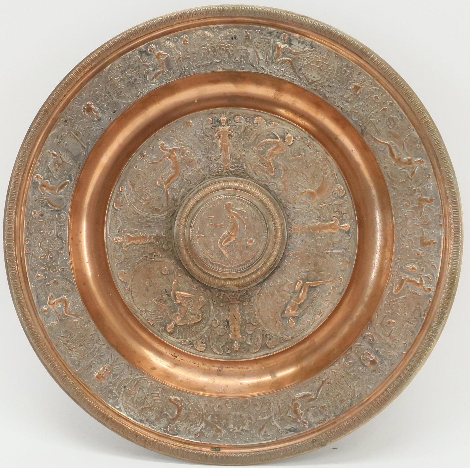 Renaissance Revival Bronze Salver, 19th C: Renaissance Revival Bronze Salver, 19th century (NJBO255)(MS) Dimensions:17 1/2" diameter Property from a New Jersey collection