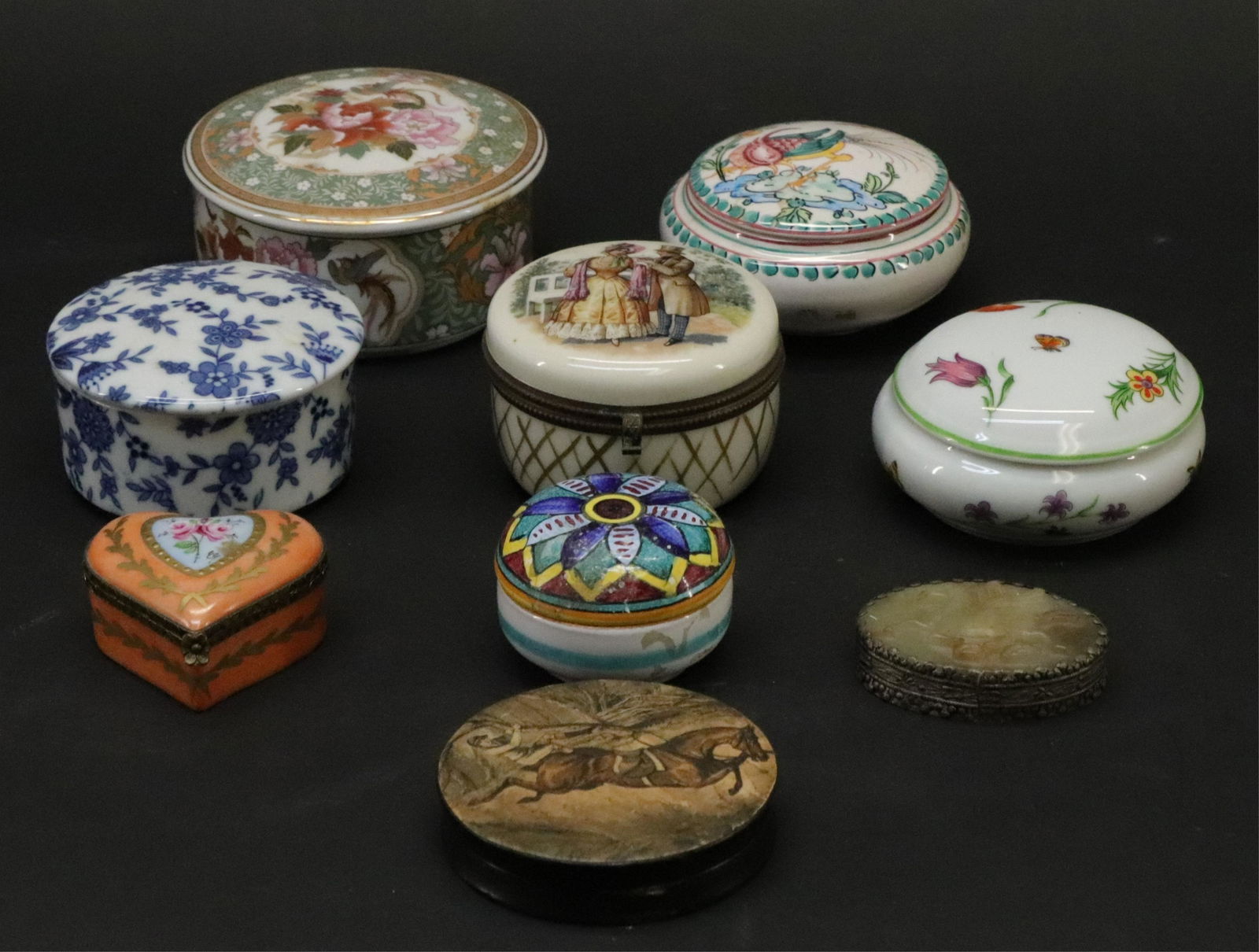 9 Porcelain, Wood & Carved Stone Boxes (1 of 10)