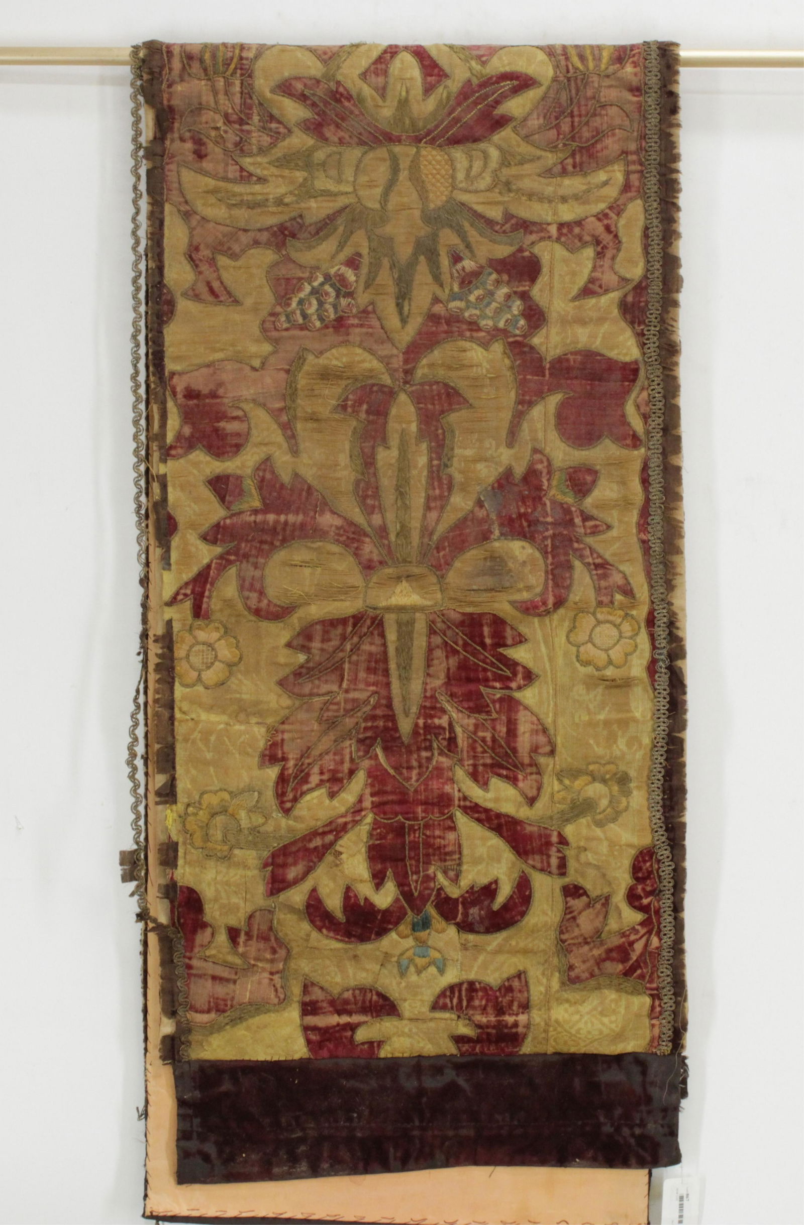 Baroque Embroidered Silk/Velvet Panel, 18th C. (1 of 7)