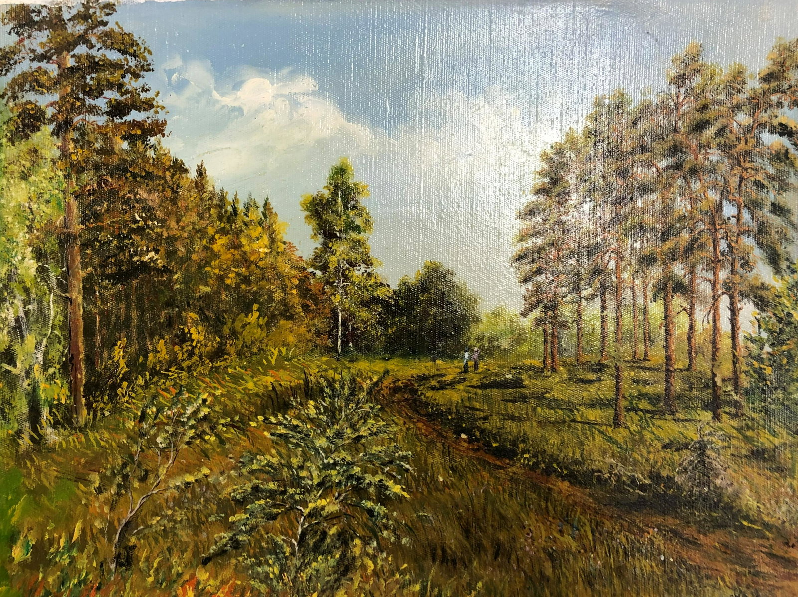 O.M. Broz - Forest Walk: O.M. Broz (Czech, 20th C). Forest Walk, oil on canvas. Signed lower right (HEAR365)(EL) Dimensions: 12 x 16" unstretched Property from a Manhattan fifth generation gallery