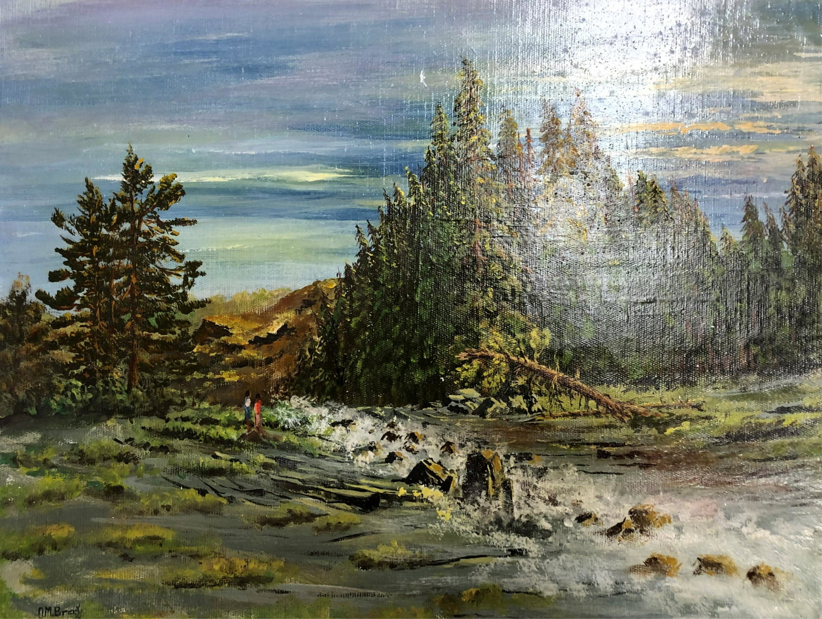 O.M. Broz - River Through Forest: O.M. Broz (Czech, 20th C). River though forest, oil on canvas. Signed lower left. (HEAR366)(EL) Dimensions: 12 16" unstretched Property from a Manhattan fifth generation gallery