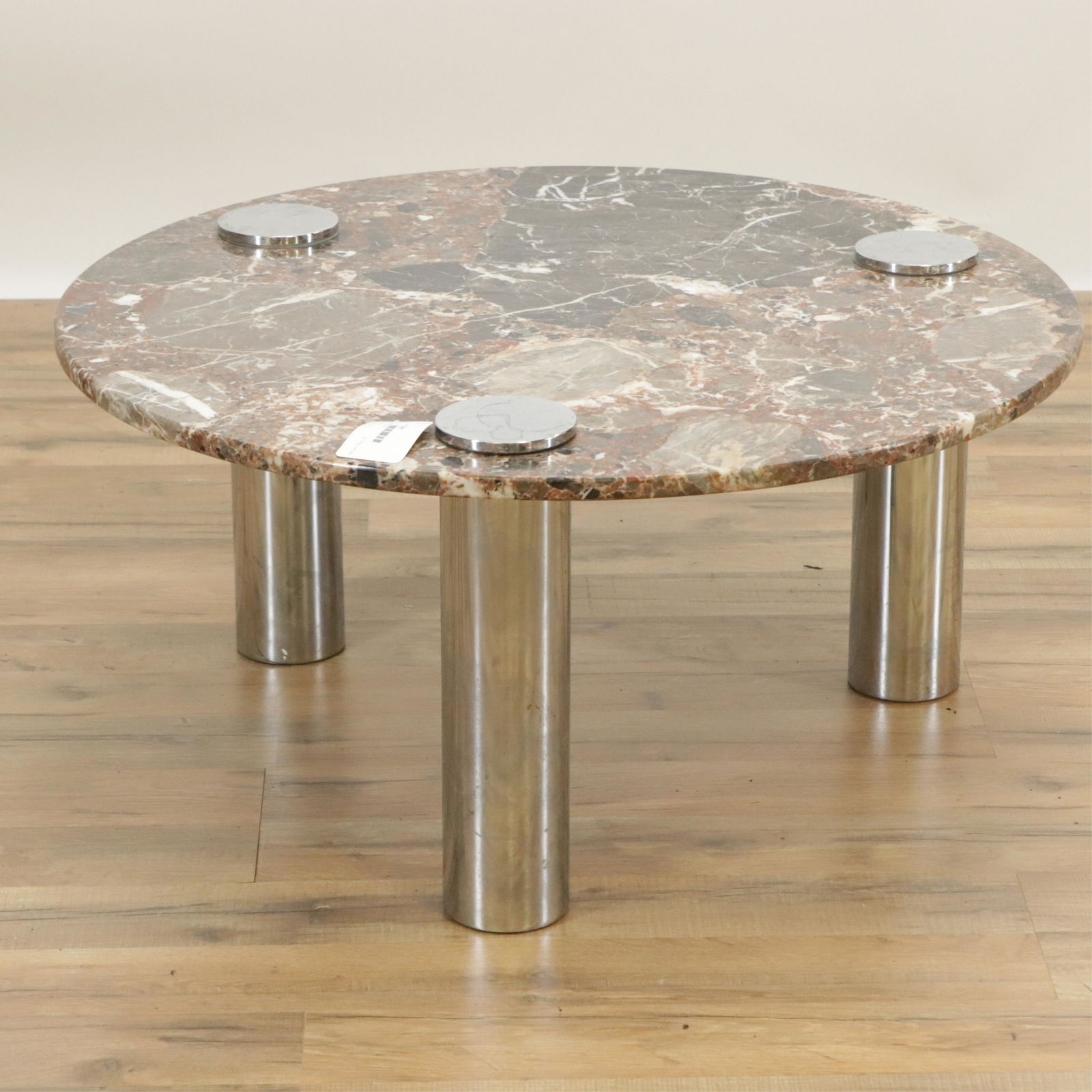 Pace Style Chrome & Marble Side Table, c 1975 (1 of 4)