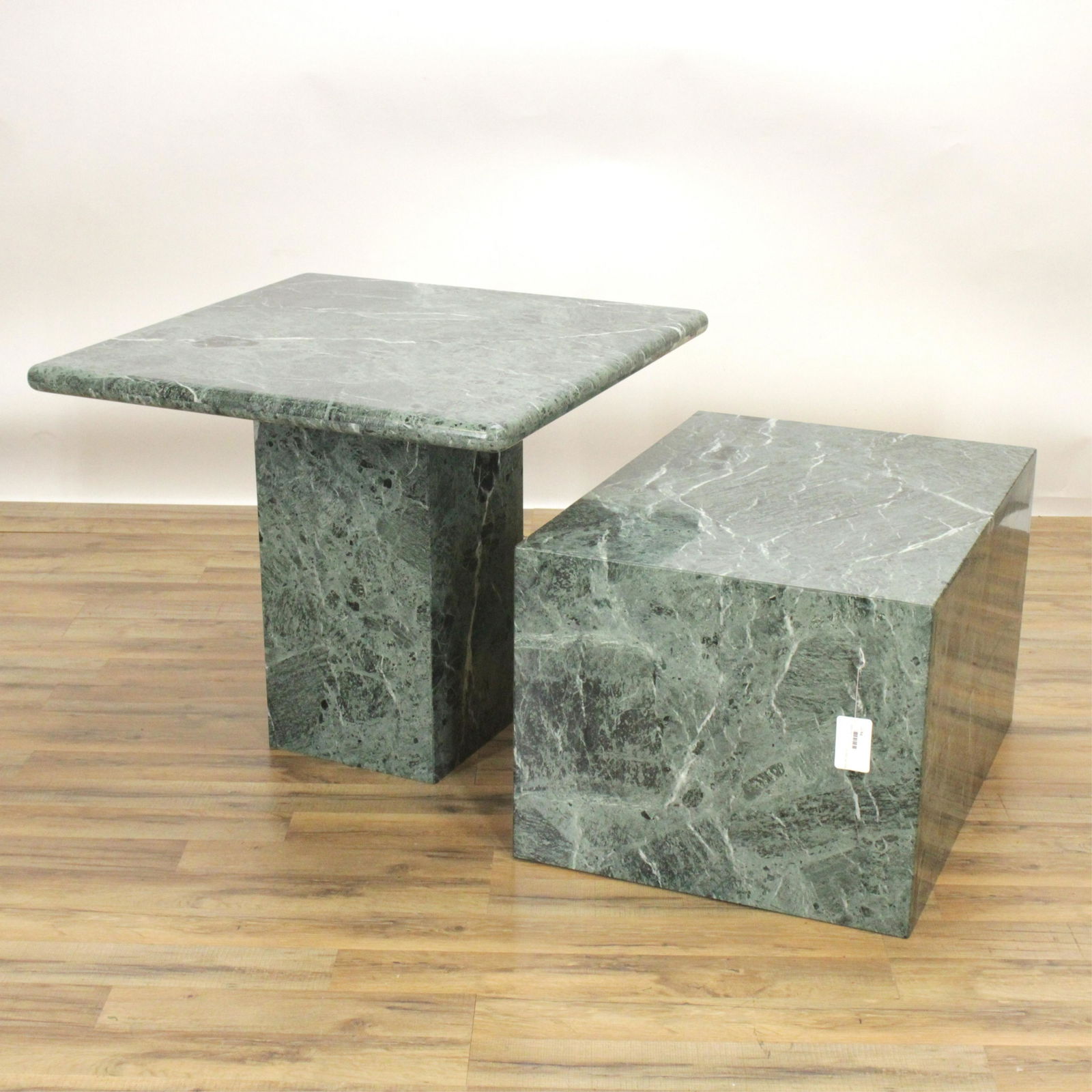 Modern Green Marble Pedestal Table; Plinth/Table (1 of 3)