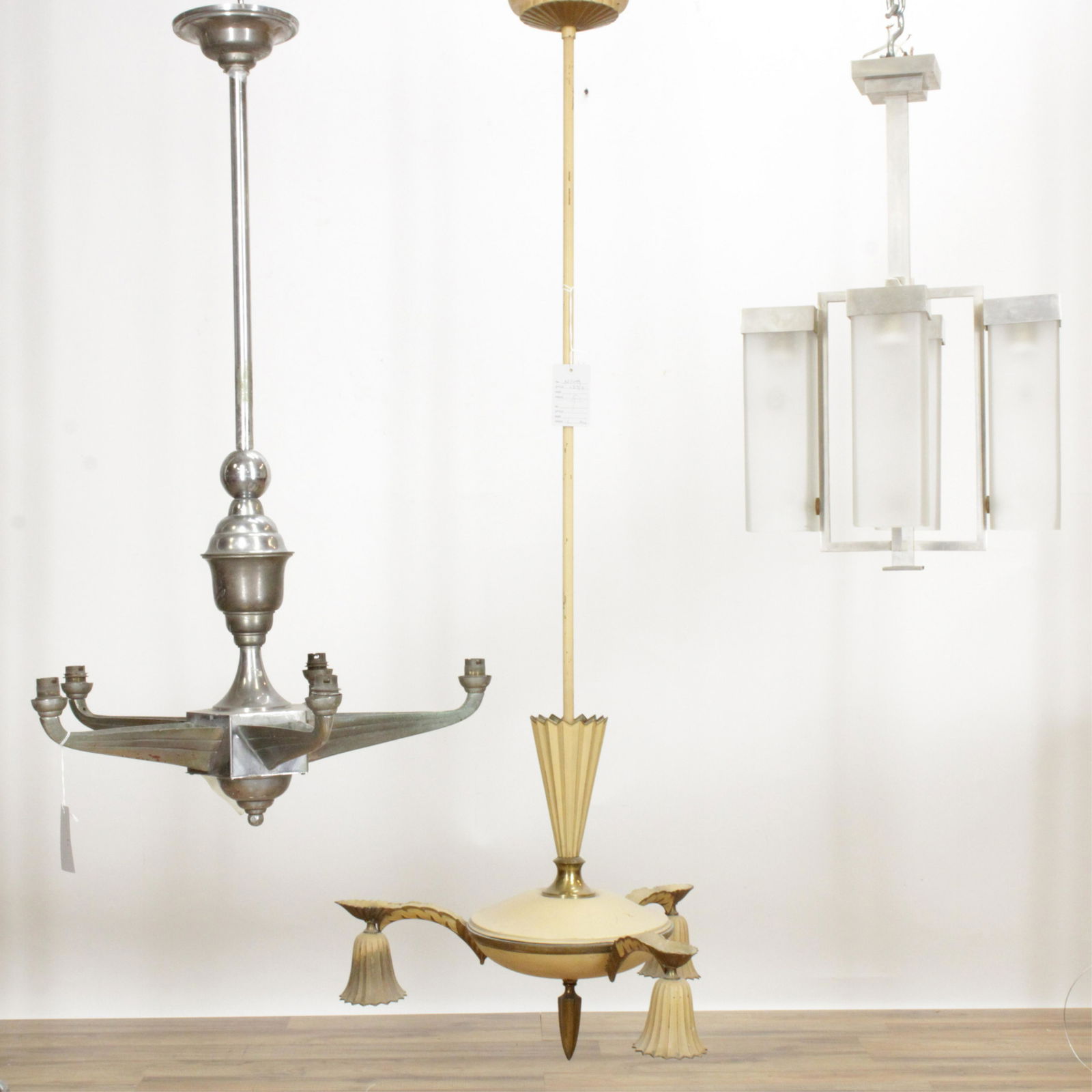 3 Art Deco Metal Chandeliers (1 of 8)