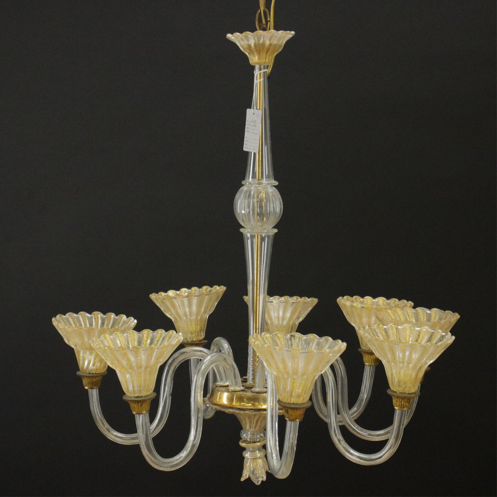 Venetian Gilt Clear Glass 6-Light Chandelier (1 of 6)