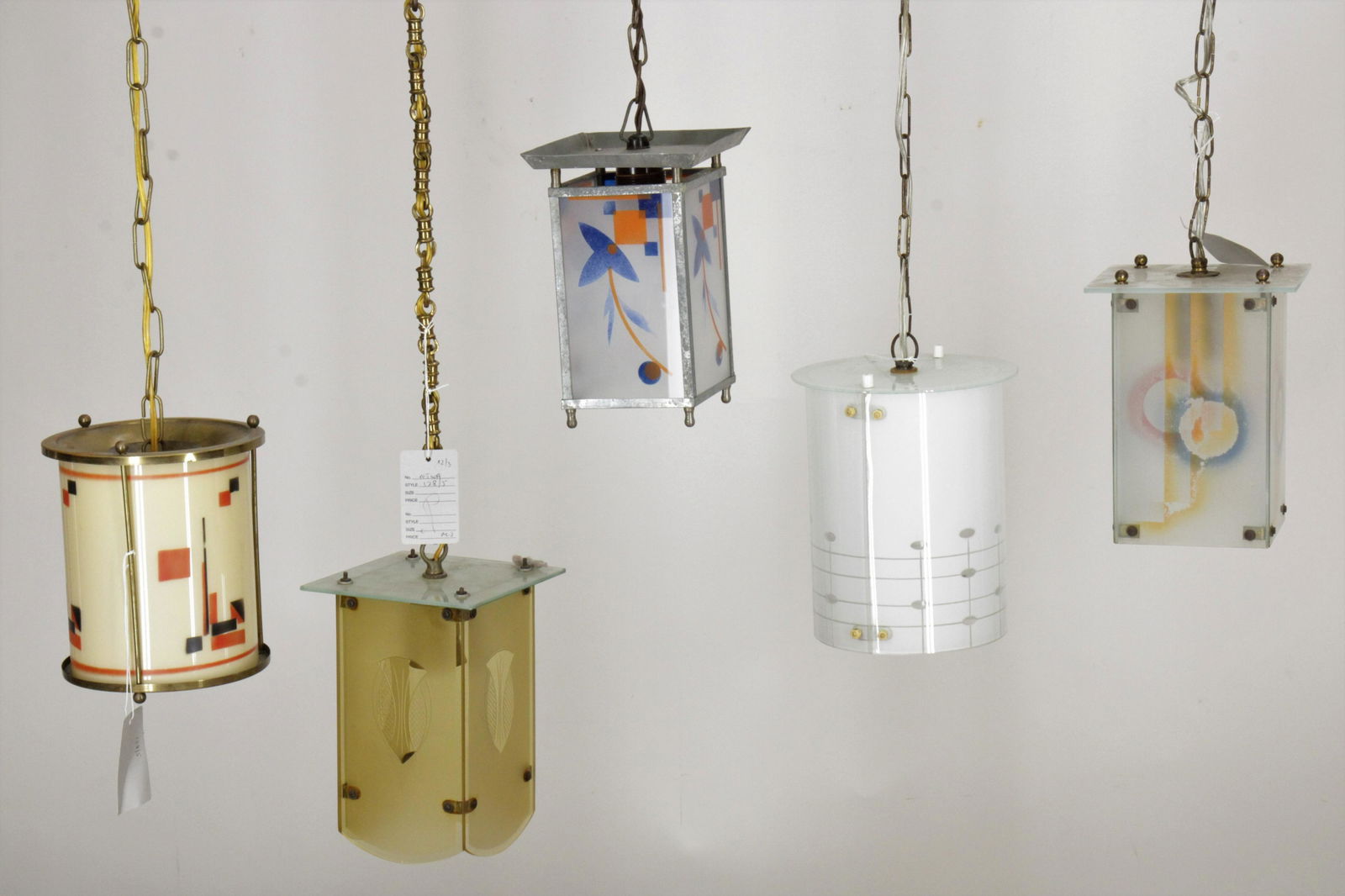 5 Various German Art Deco Etched Glass Lanterns (1 of 6)