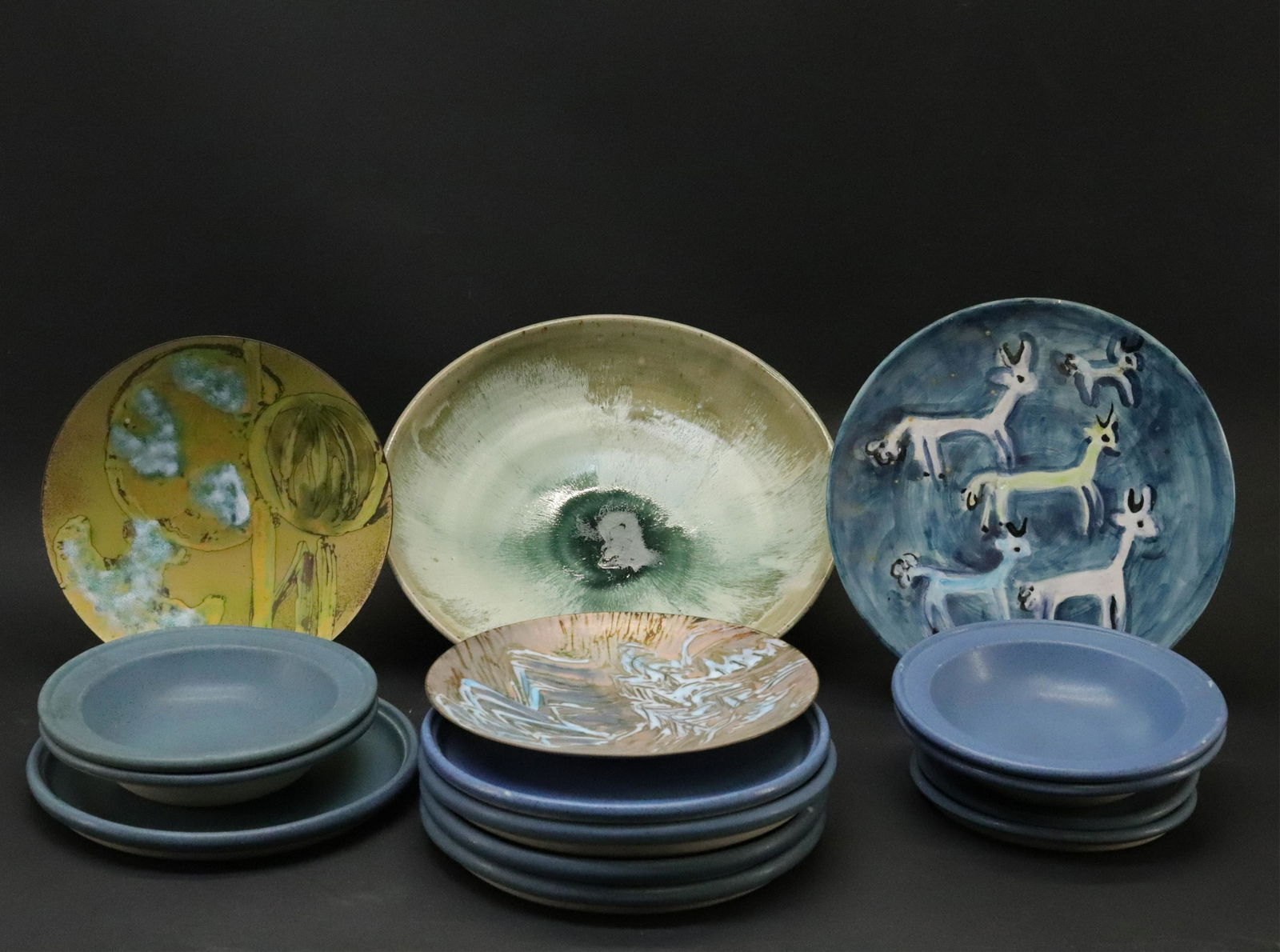 MCM Pottery & Enameled Copper Plates/Bowls (1 of 11)