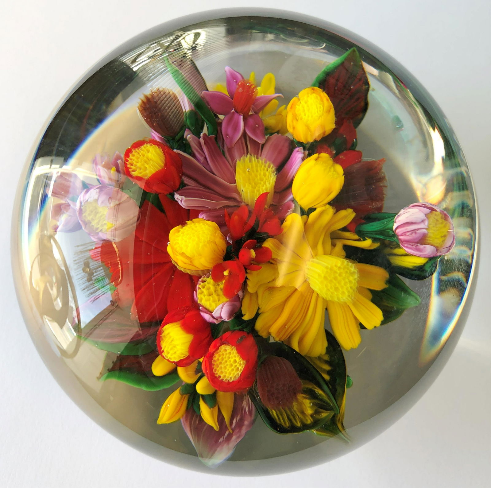Rick Ayotte Flower Bouquet Art Glass Paperweight (1 of 3)