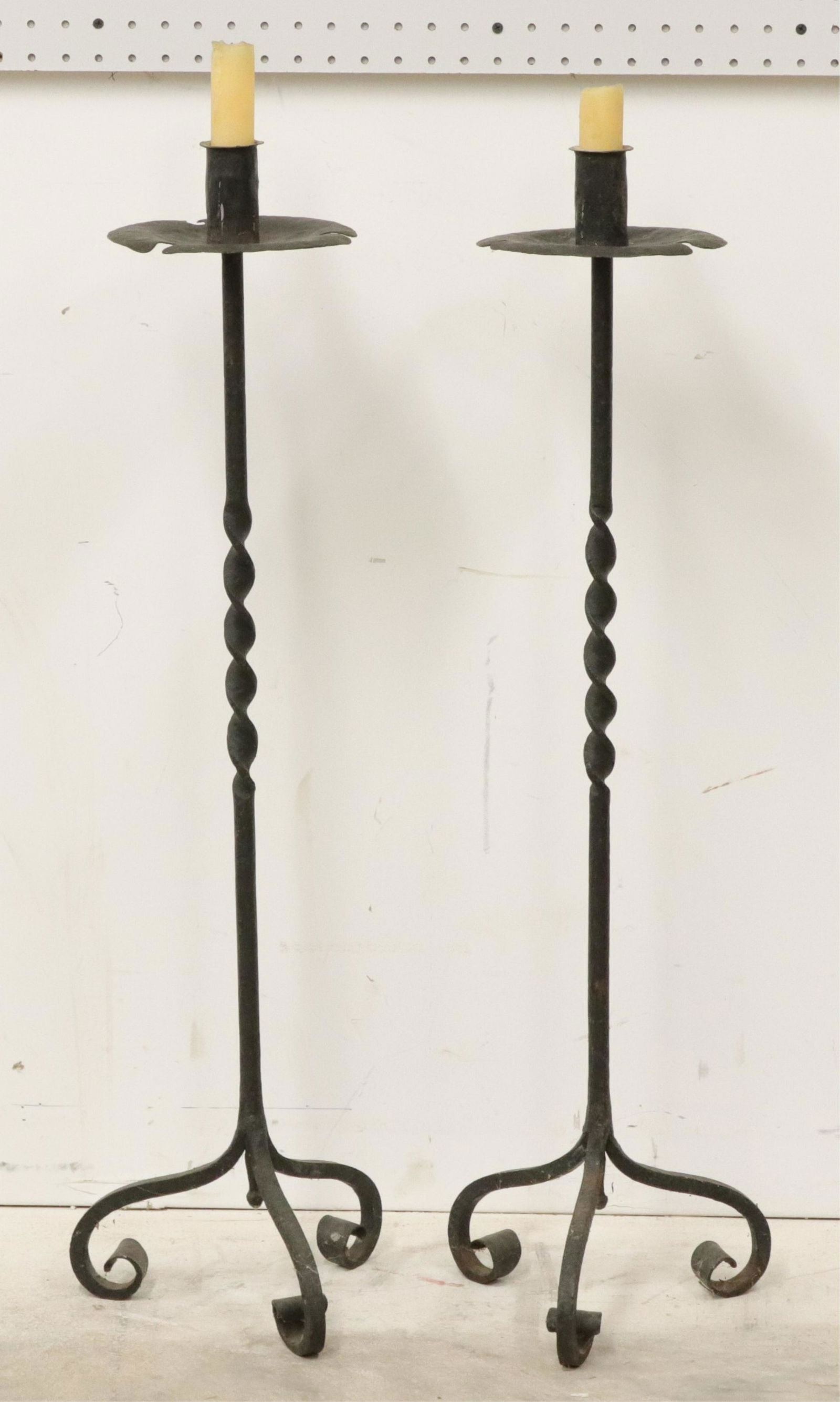 Pair Wrought Iron Floor Candle Holders (1 of 3)