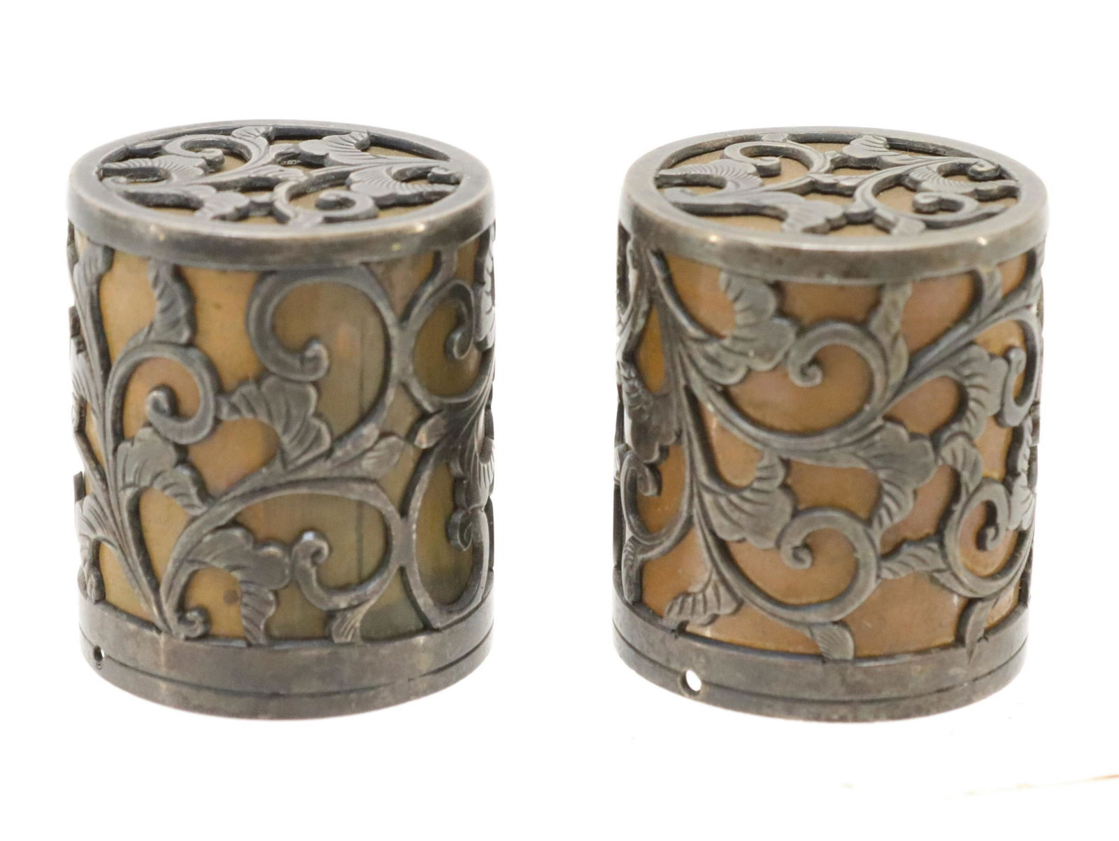 Pair Chinese Silvered Scroll Ends (1 of 2)