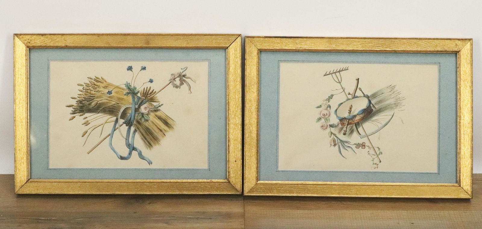 Pair of Watercolors - Wheat Shafts, Drum Rake: Pair of Watercolors, "Wheat Shafts", "Drum Rake"Dimensions: Frames 8" x 11 1/2" (DSEI083/2)(WT)