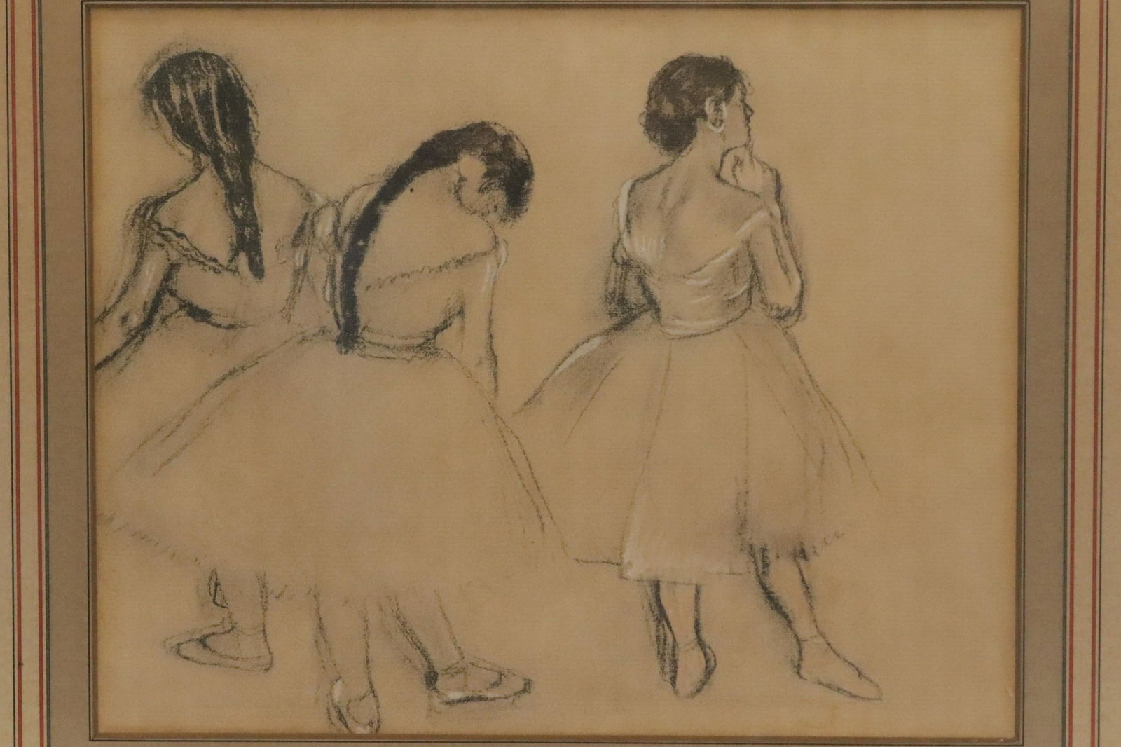 3 Ballet Dancers - Graphite/Gouache (1 of 2)