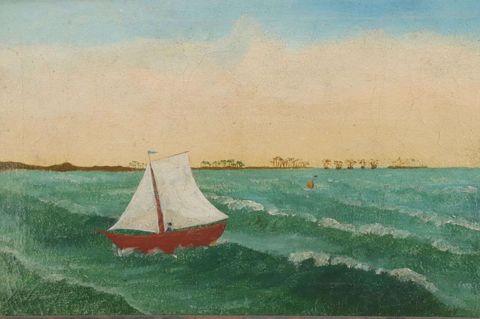 Primitive Seascape - Sailboat Light House O/C (1 of 2)