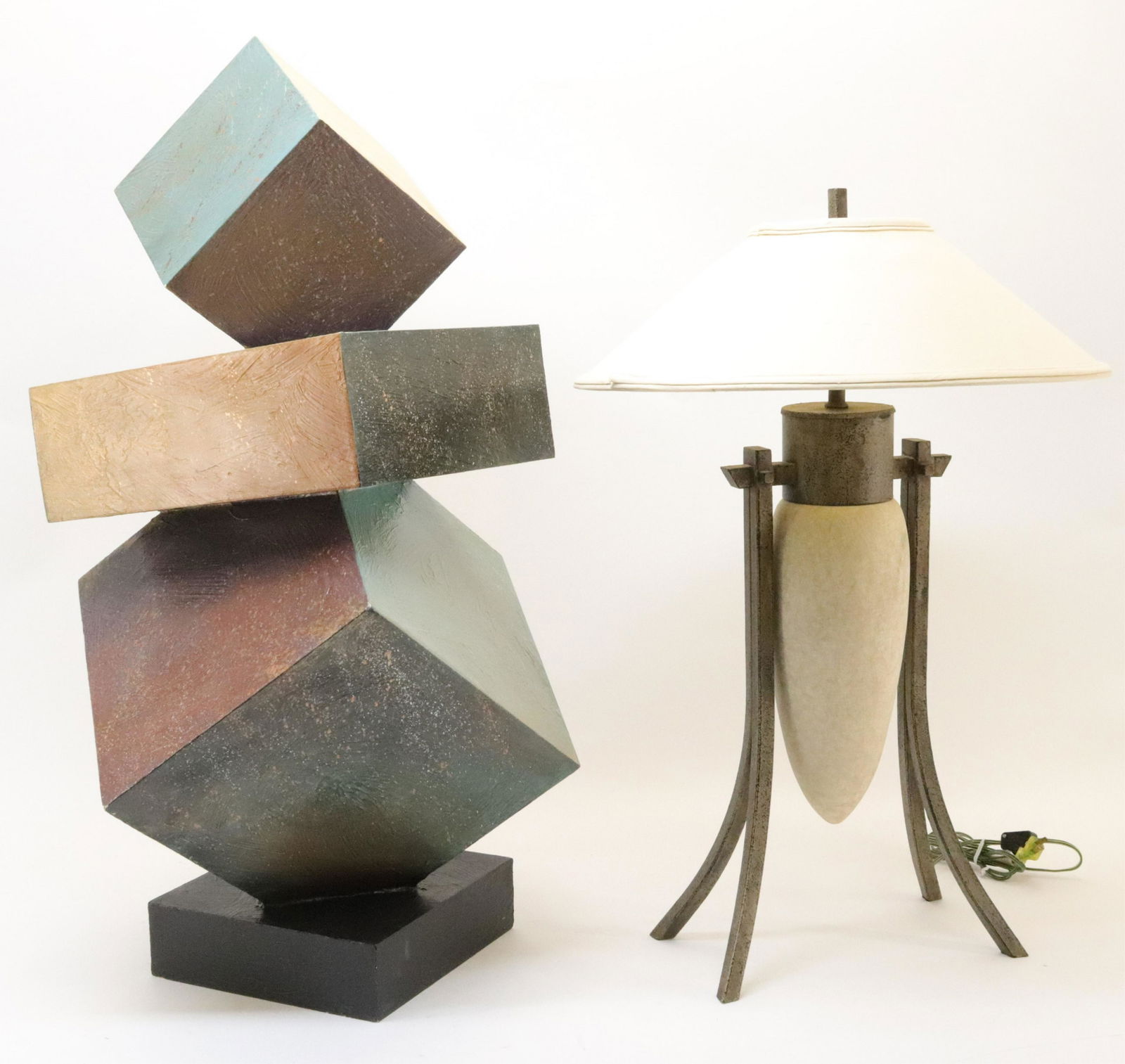 Contemporary Painted Box Sculpture; Table Lamp (1 of 3)