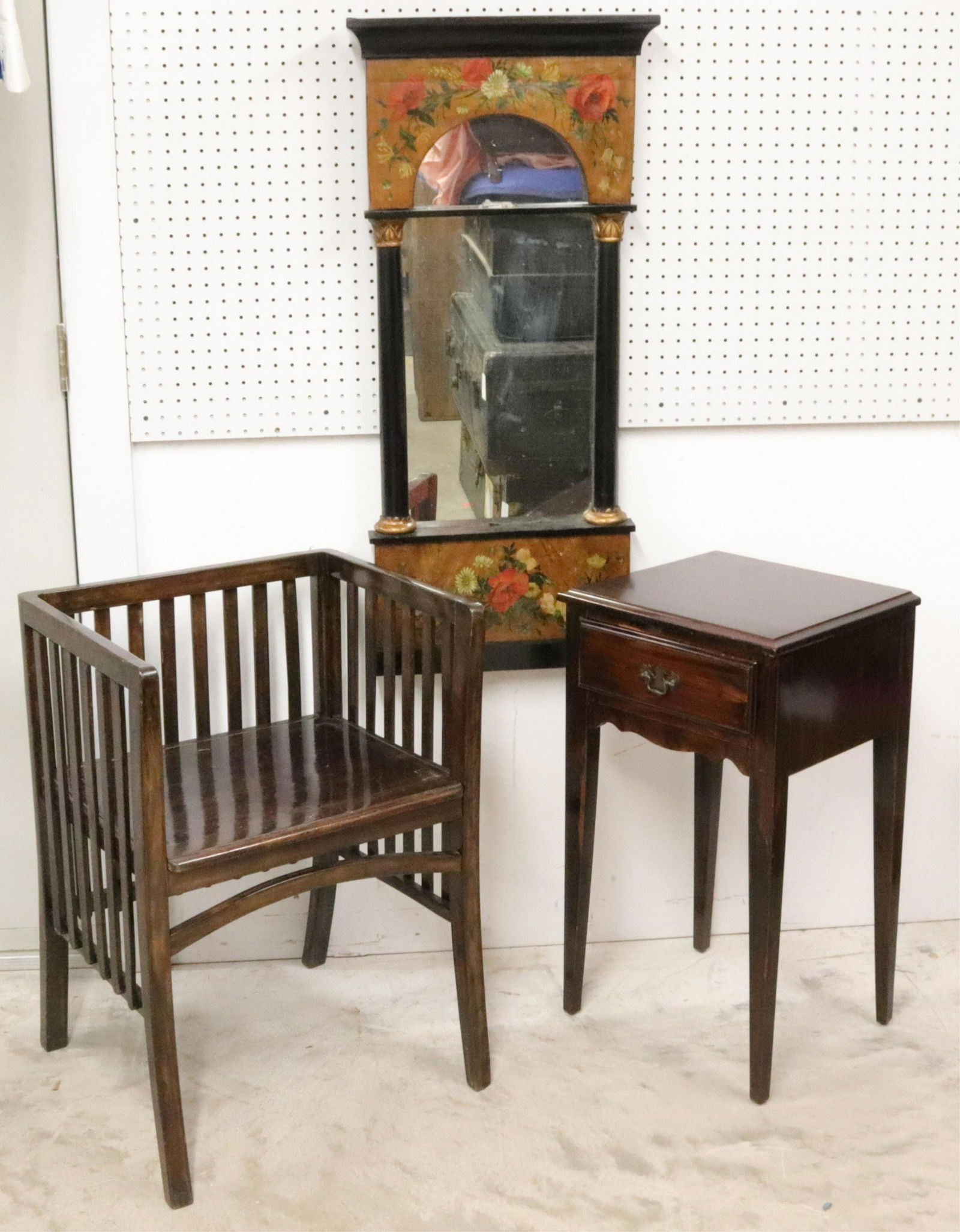 French/Asian Chair; Empire Style Mirror;Side Table (1 of 3)