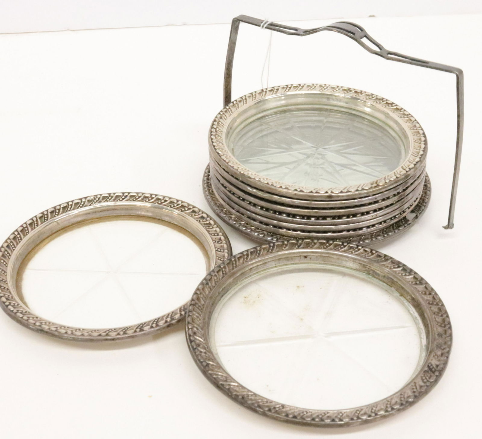 8 Sterling Silver Rimmed Coasters (1 of 1)