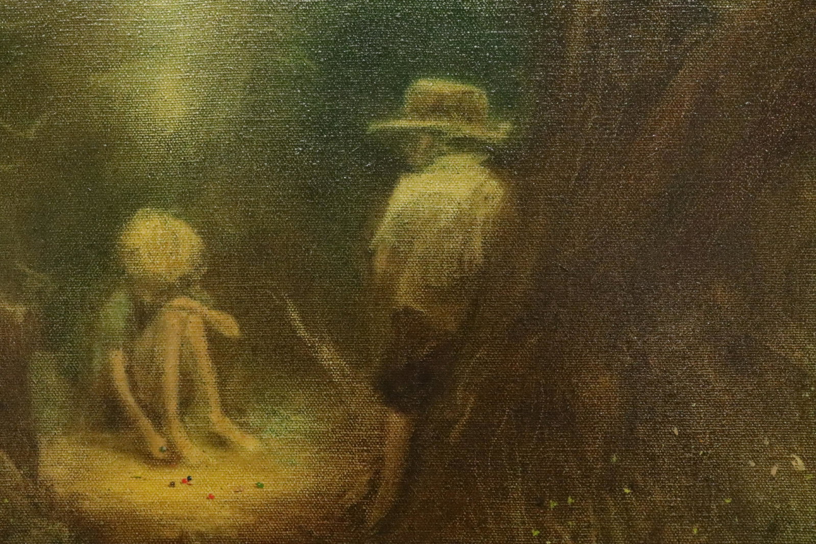 2oth c, oil on canvas Marbles in the Woods,: signed Dimensions: frame; 17.75 by 14.75 (MALI0208)(scl)
