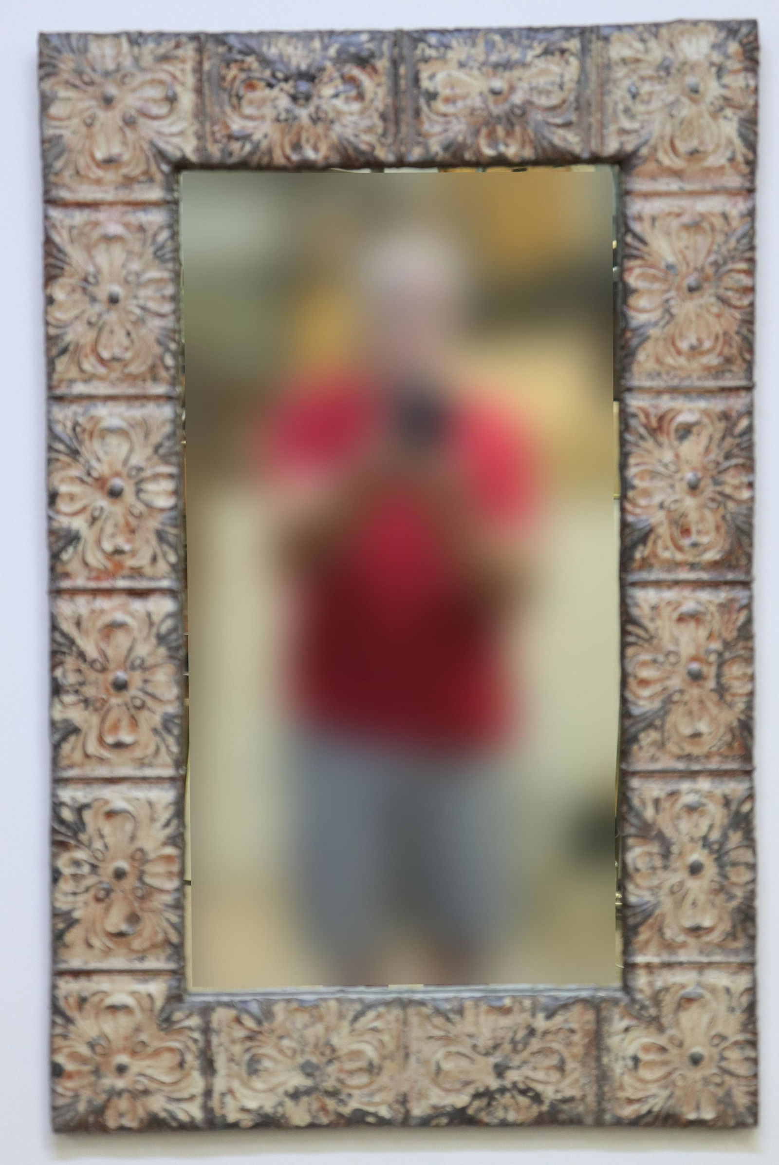 Vintage Pressed Tin Frame Wall Mirror (1 of 5)