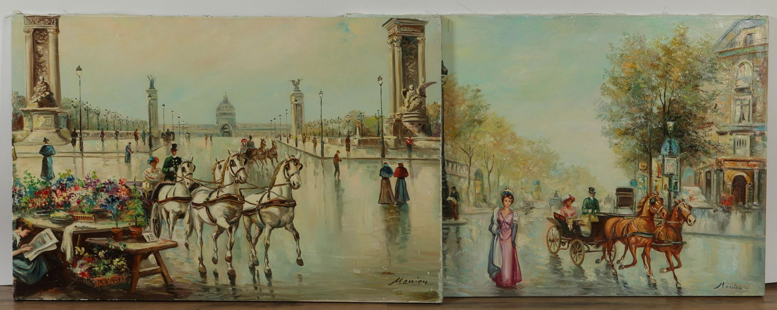 Massieu, 2 Paris Street Scenes, O/C (1 of 5)