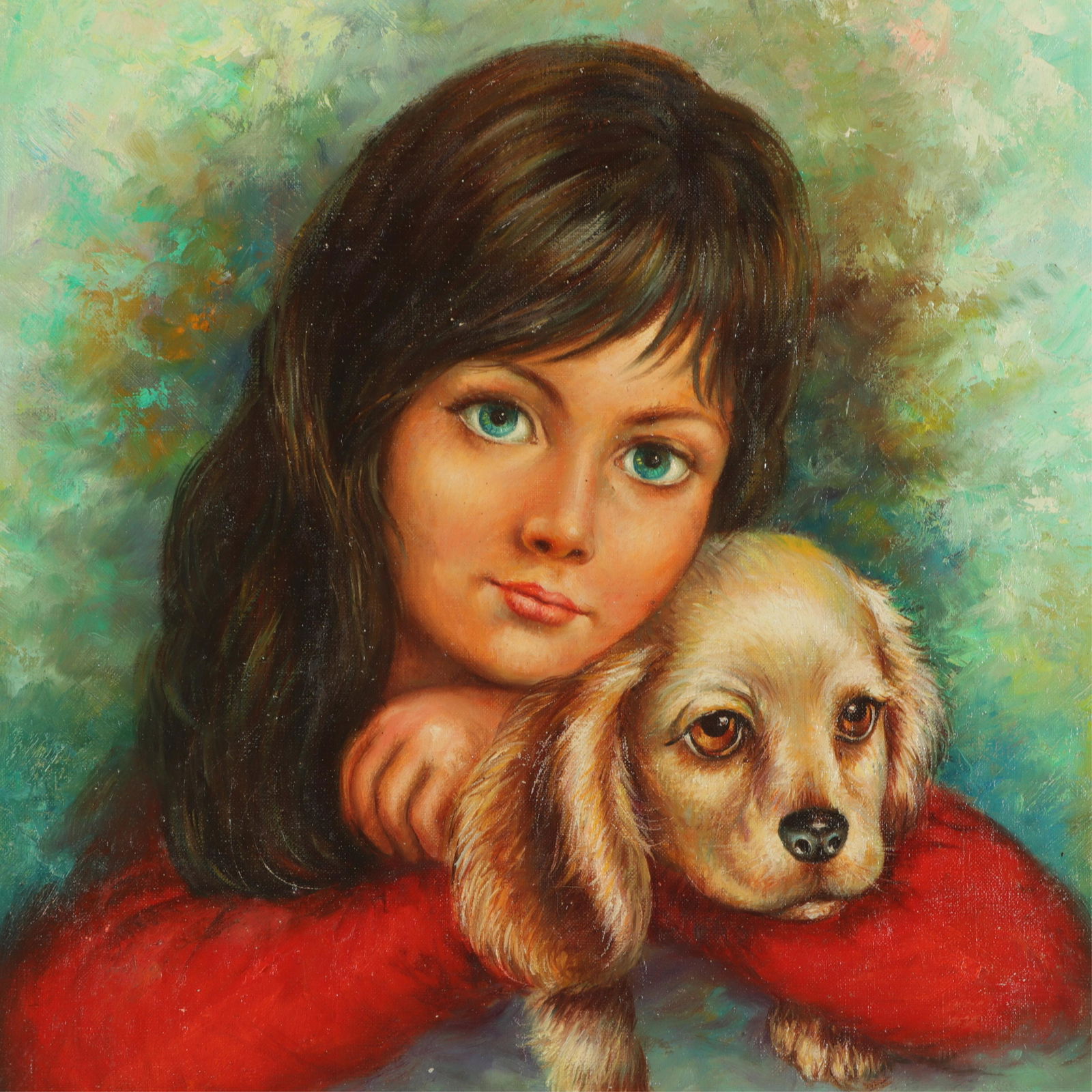 "Friends - Young Girl and Her Puppy", O/C (1 of 3)