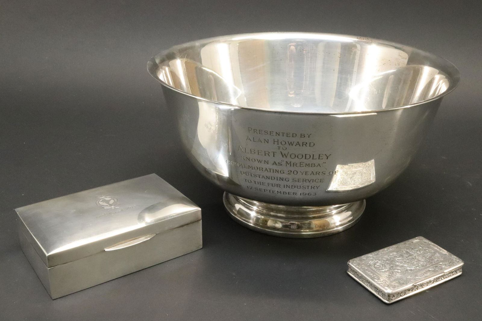 Sterling Revere Bowl, Box, French Engraved Box (1 of 9)