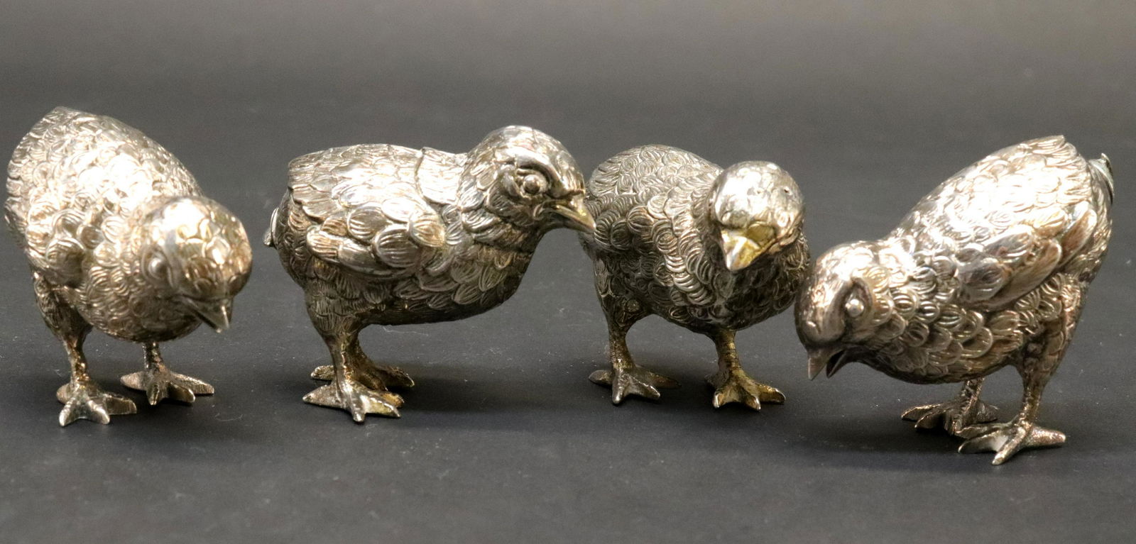 Two Pairs Sterling Silver Chick Figure Cellars (1 of 3)