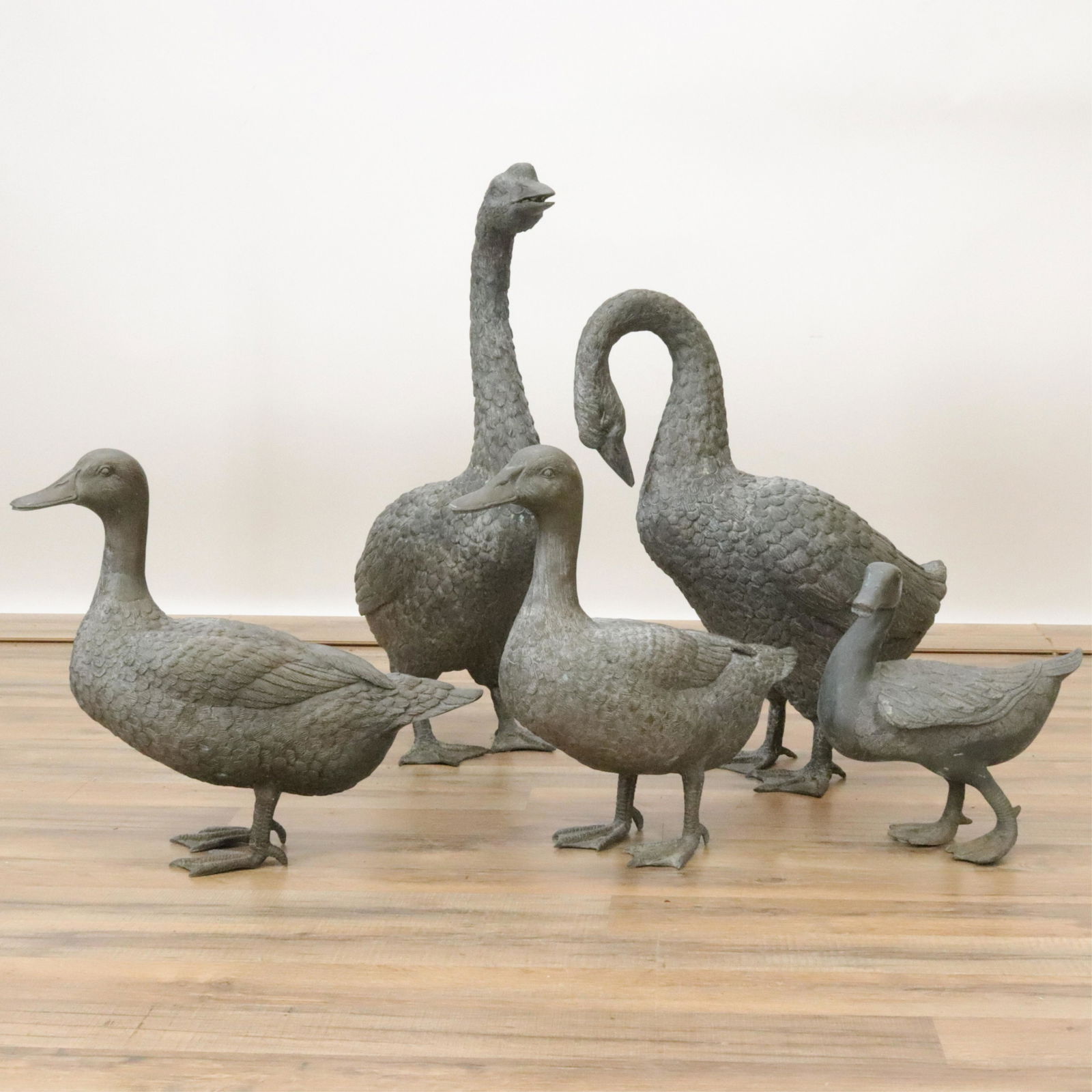 5 Bronze Patinated Brass Geese & Ducks (1 of 5)