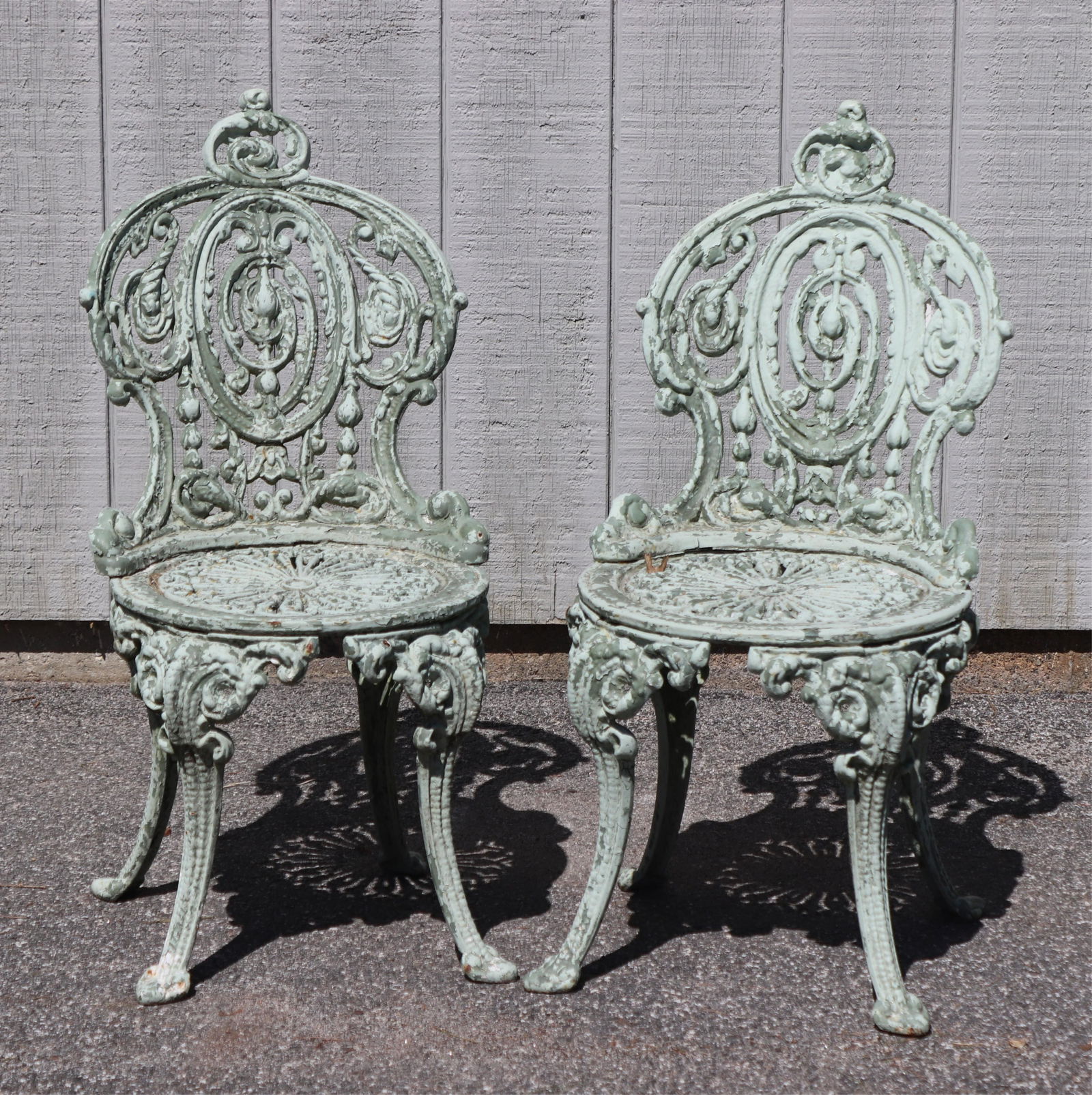 Pair Victorian Cast Iron Garden Chairs (1 of 5)