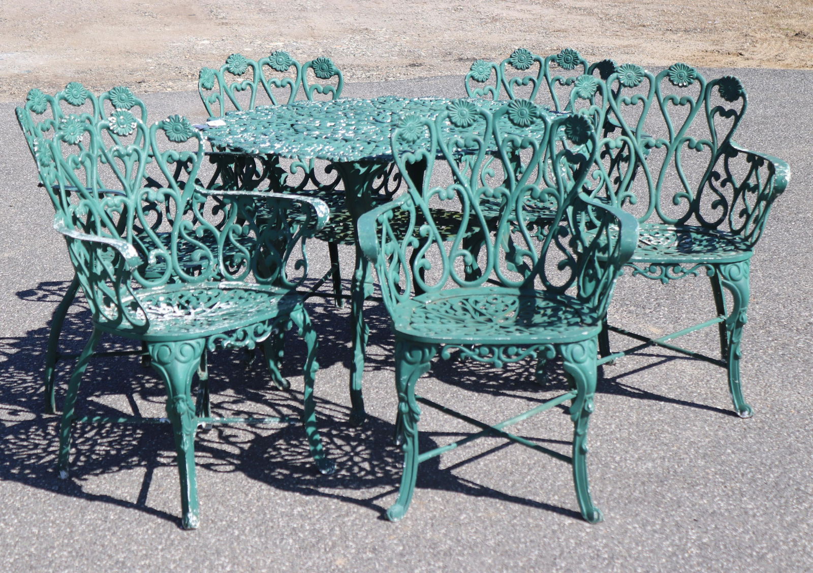 Vintage Cast Aluminum Outdoor Table, Six Chairs (1 of 6)