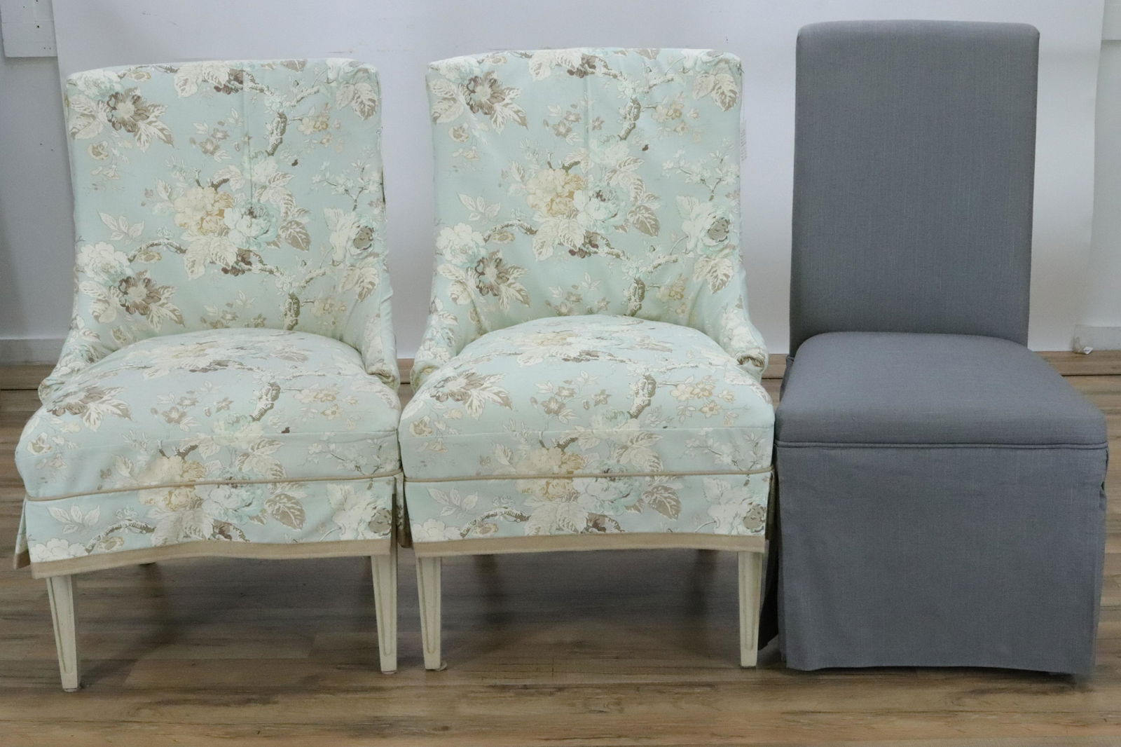 Pair White Spoonback Chairs & Side Chair (1 of 5)