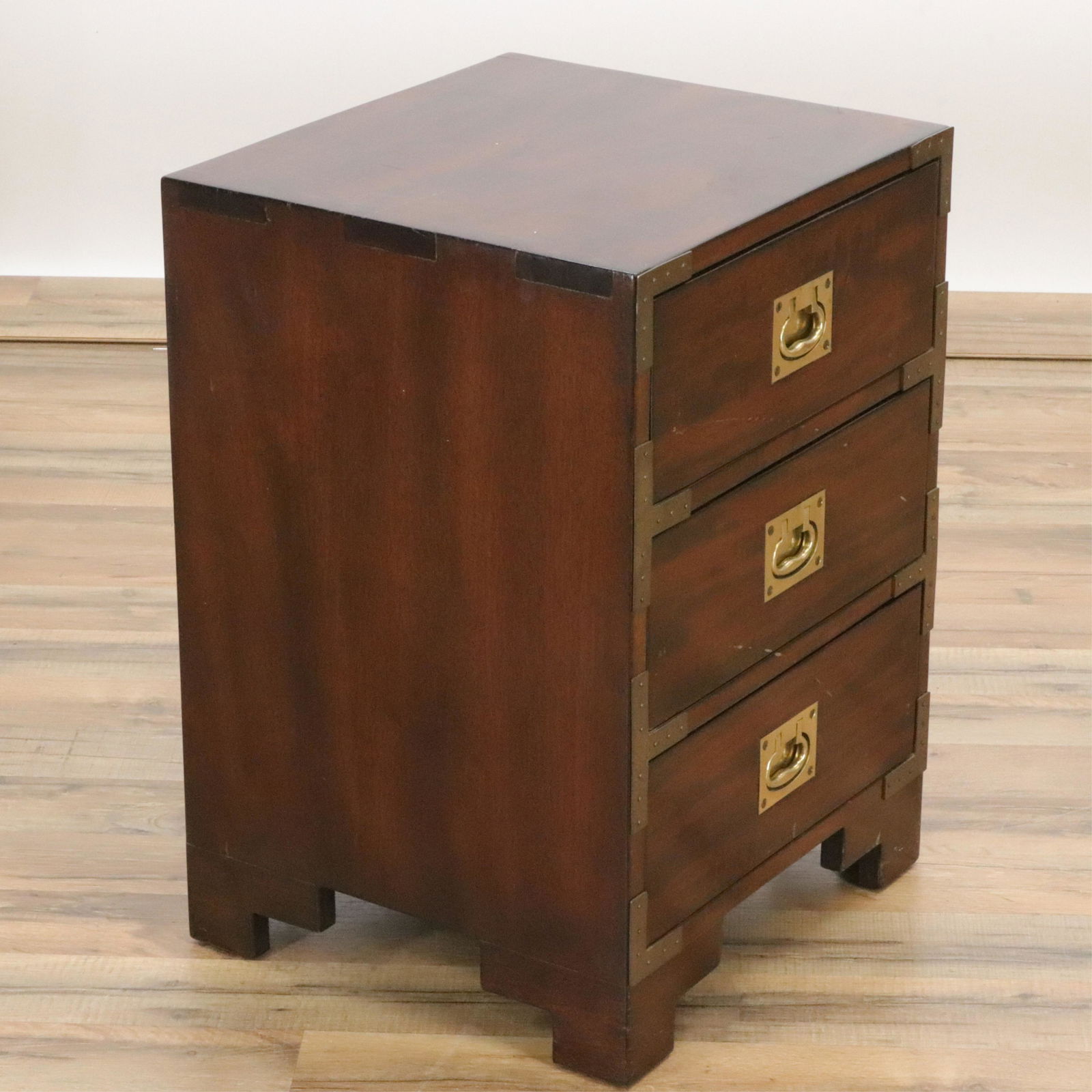 Small Campaign Style Brass & Mahogany Chest (1 of 4)