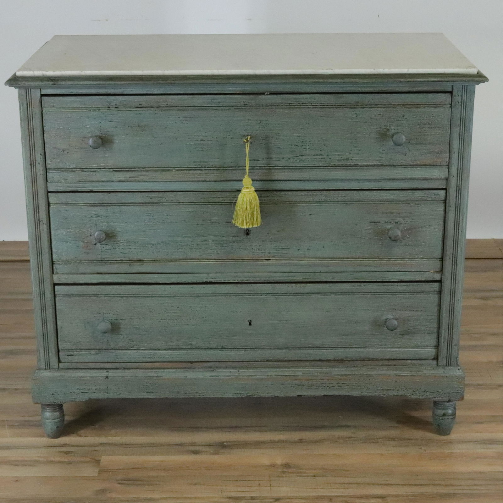 Antiqued Painted Marble Top Chest of Drawers (1 of 5)