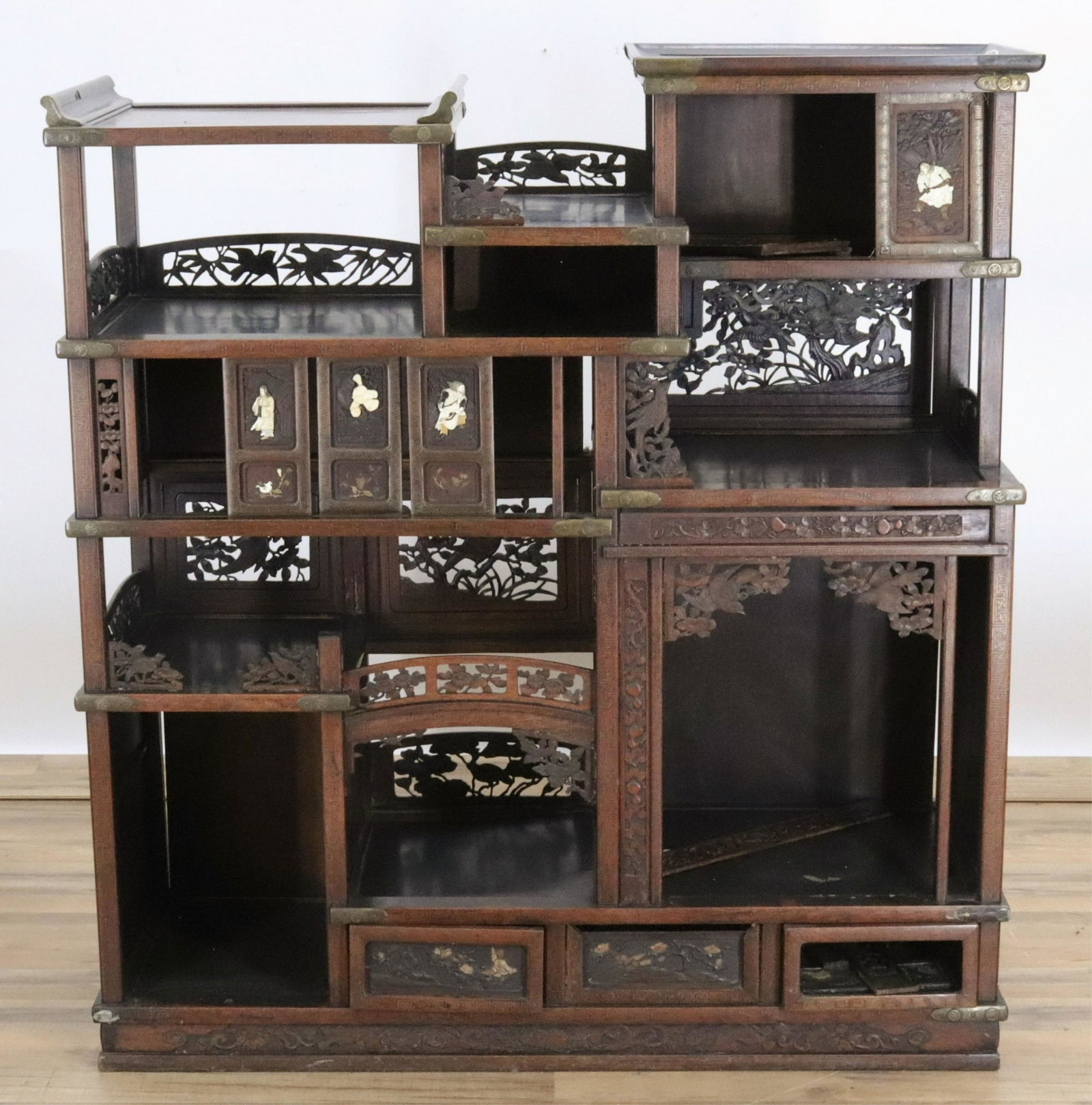 Japanese Inlaid Hardwood Etagere, 19th C. (1 of 9)