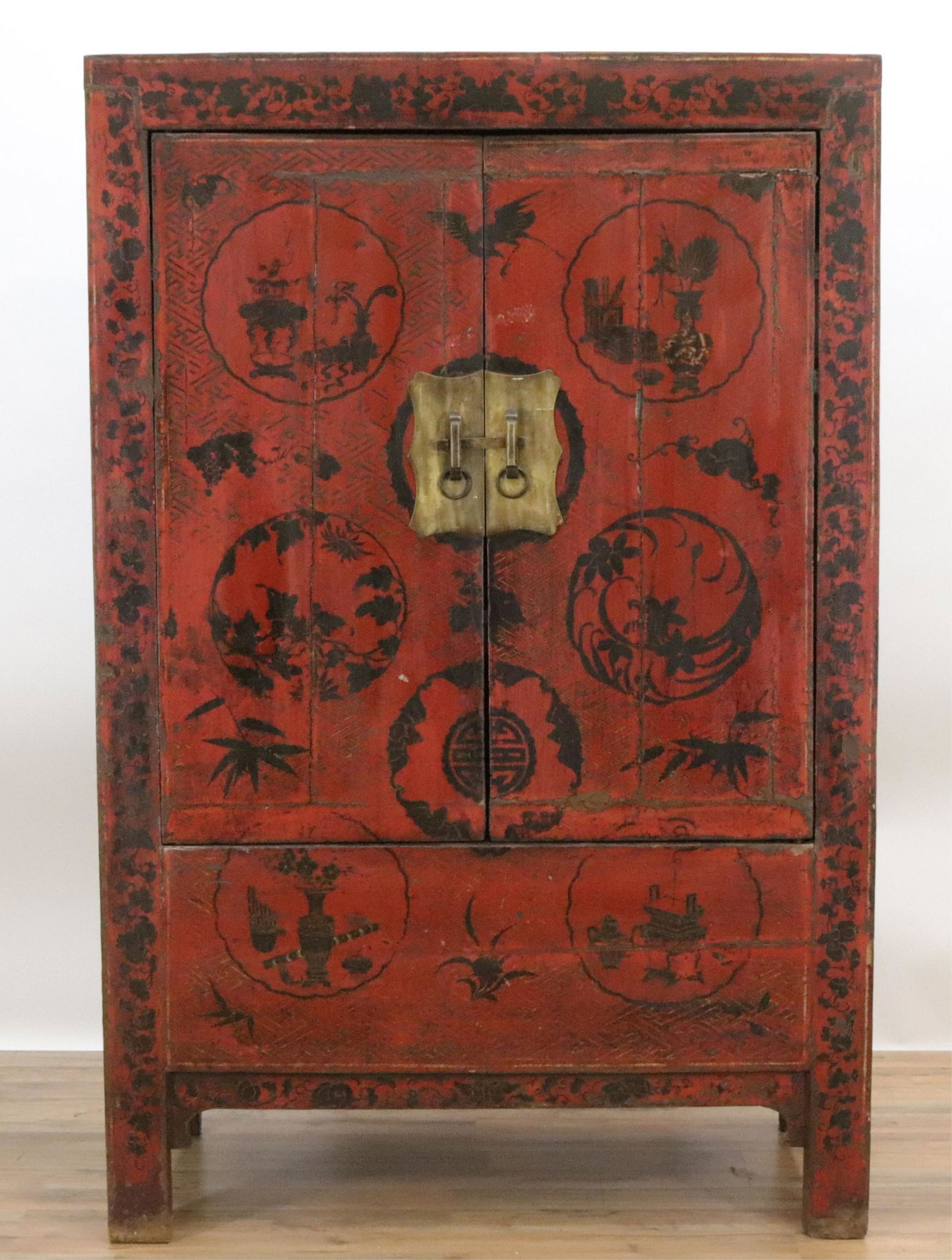 Chinese Two Door Lacquered Storage Cabinet (1 of 6)
